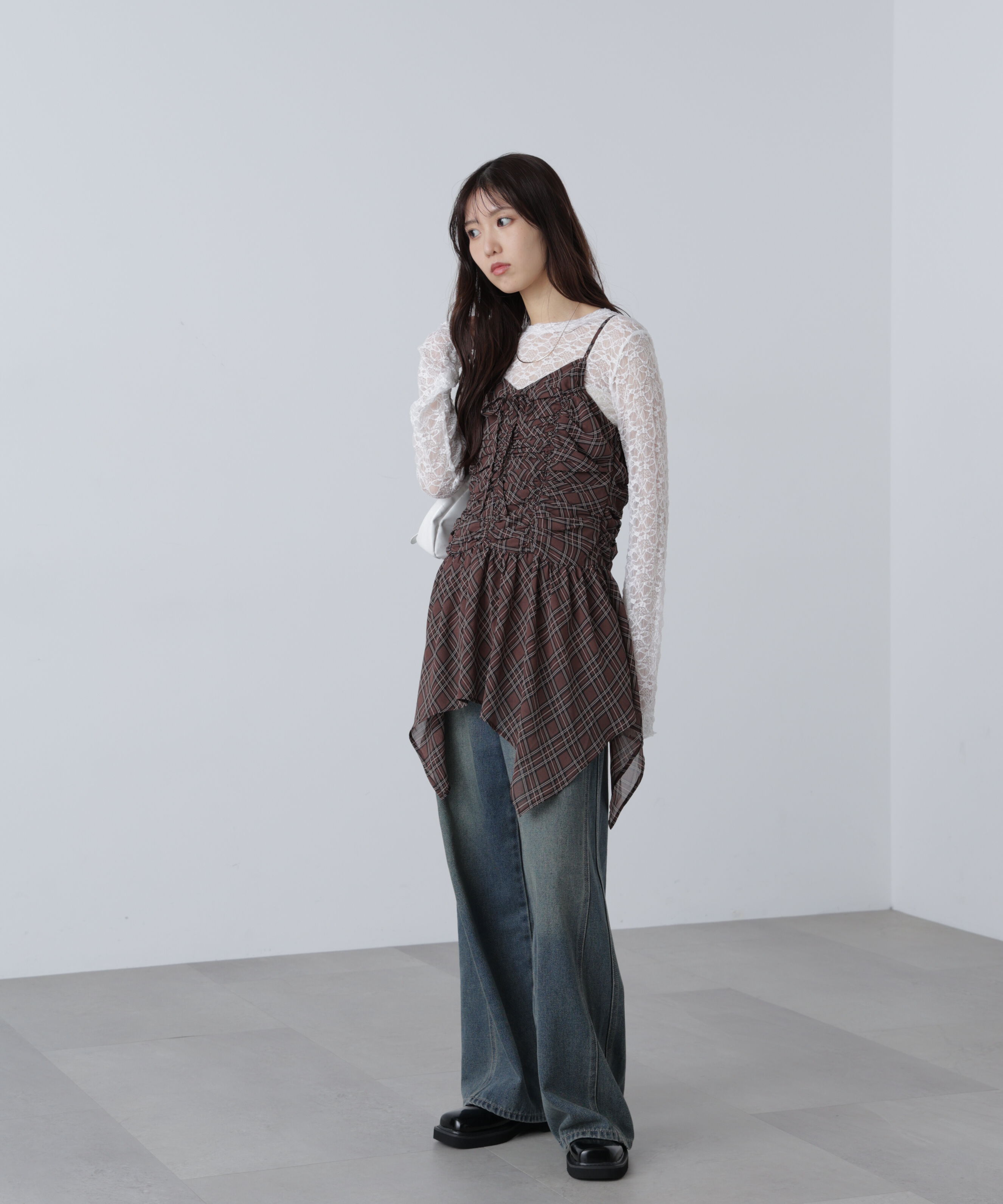  「ショート丈レーストップス」|Tシャツ・カットソー|