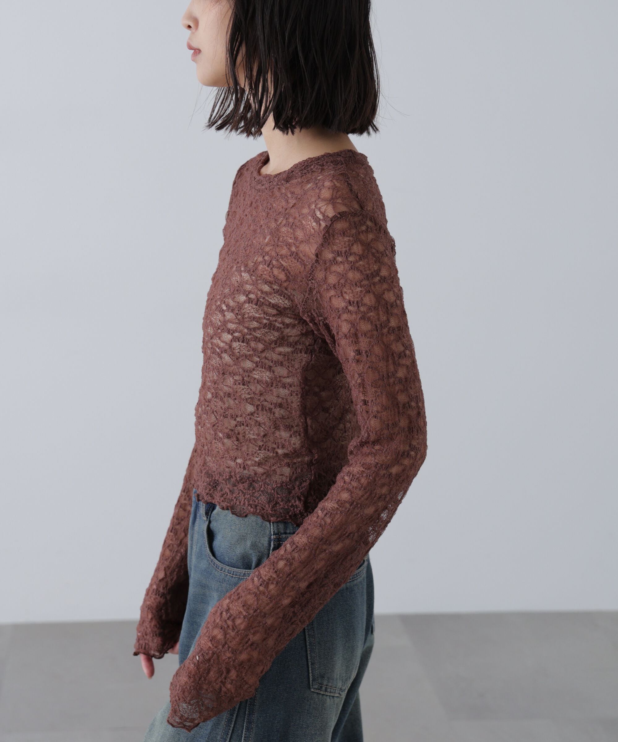  「ショート丈レーストップス」|Tシャツ・カットソー|