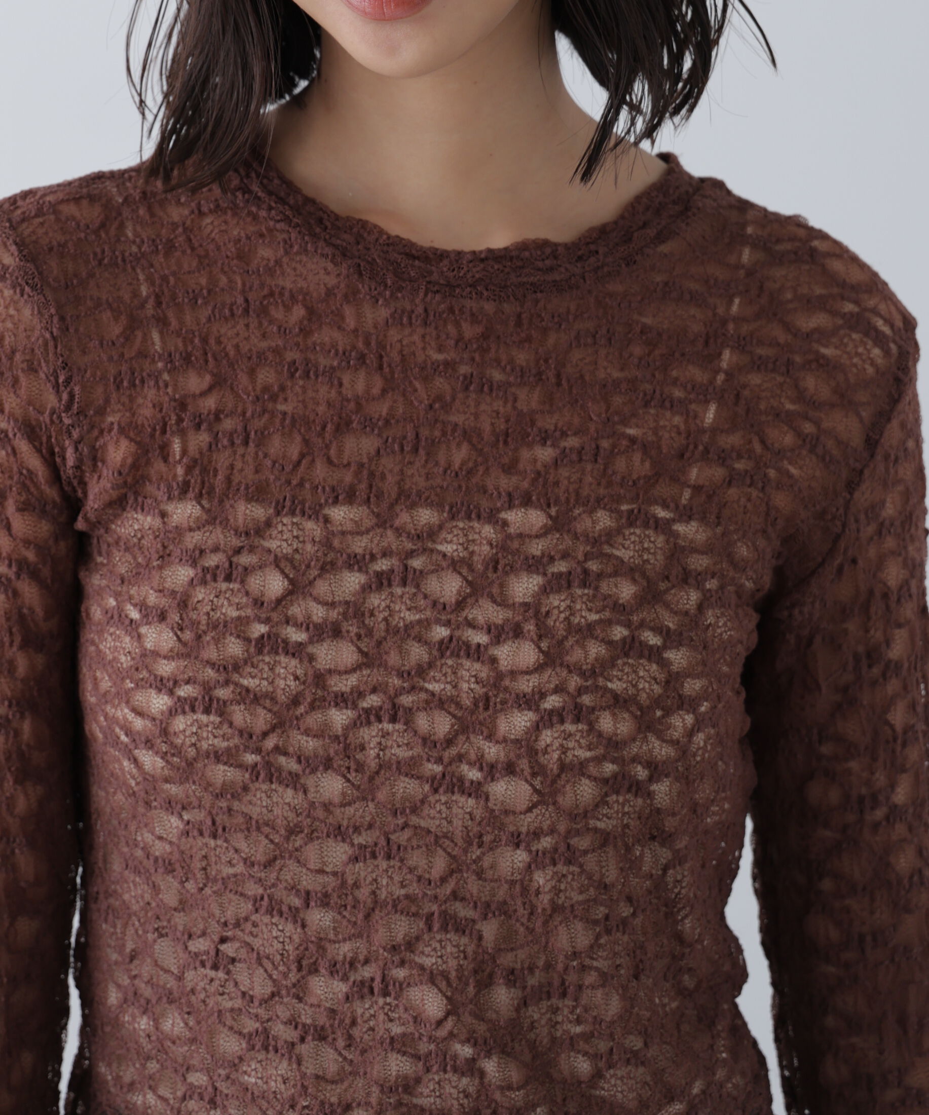  「ショート丈レーストップス」|Tシャツ・カットソー|