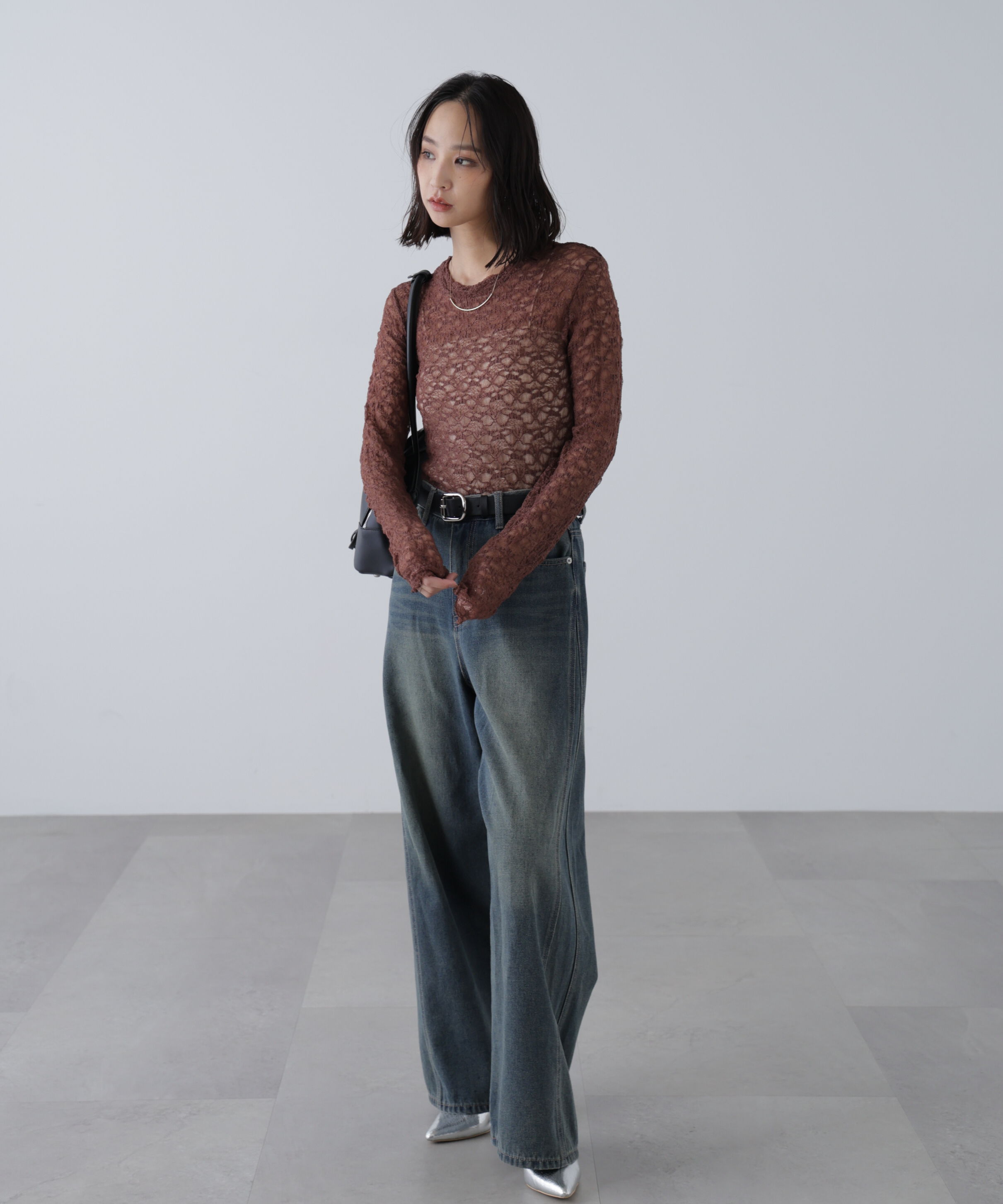  「ショート丈レーストップス」|Tシャツ・カットソー|