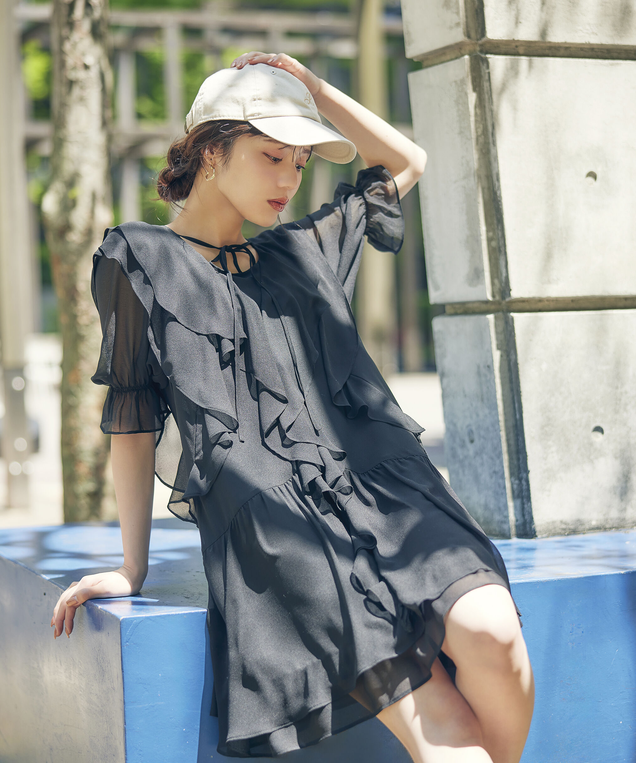 PROPORTION BODY DRESSING「《EDIT COLOGNE》ラッフルミニワンピース」|ワンピース|ブラック