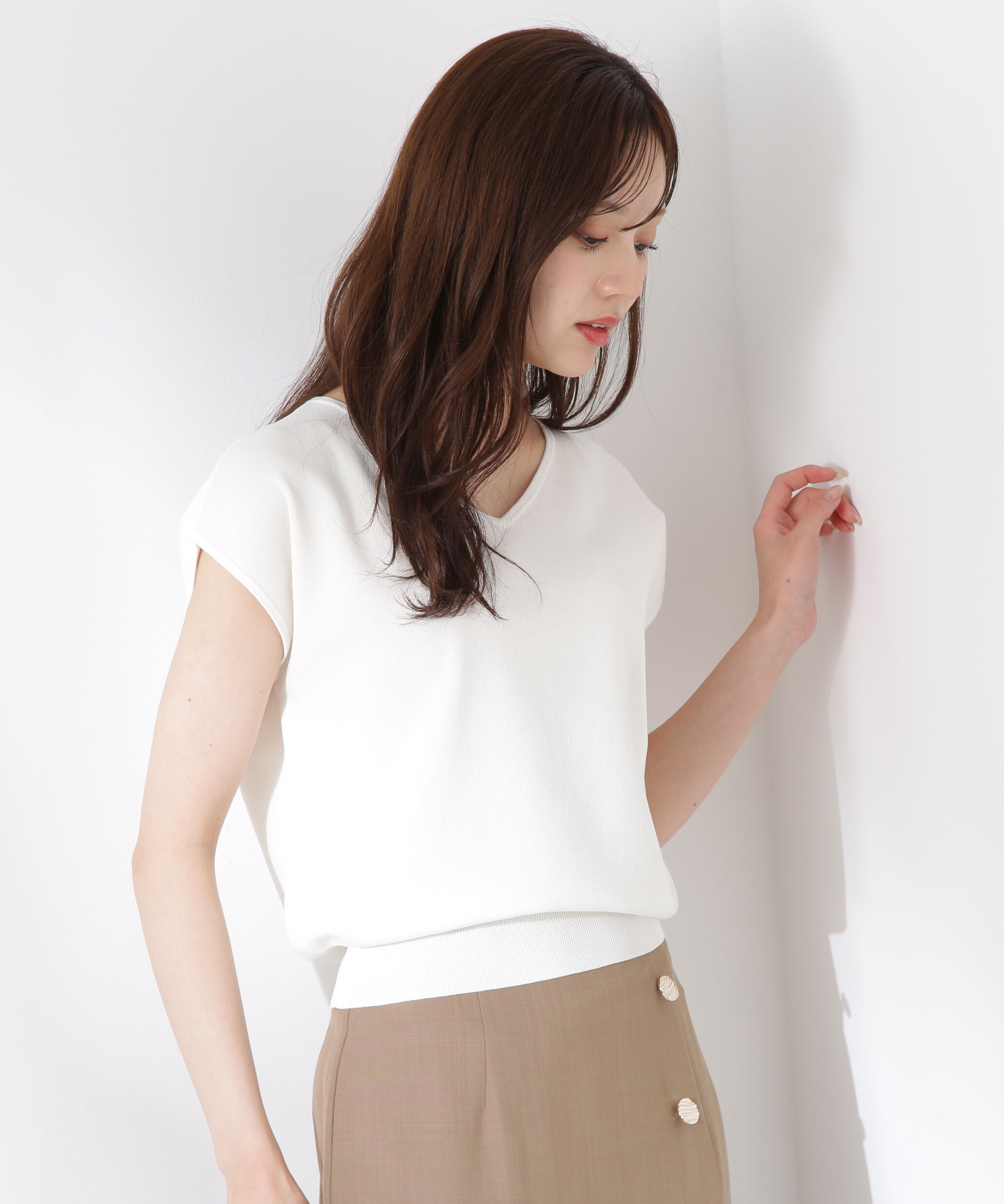 PROPORTION BODY DRESSING「Vネック総針ニット」|ニット・セーター|