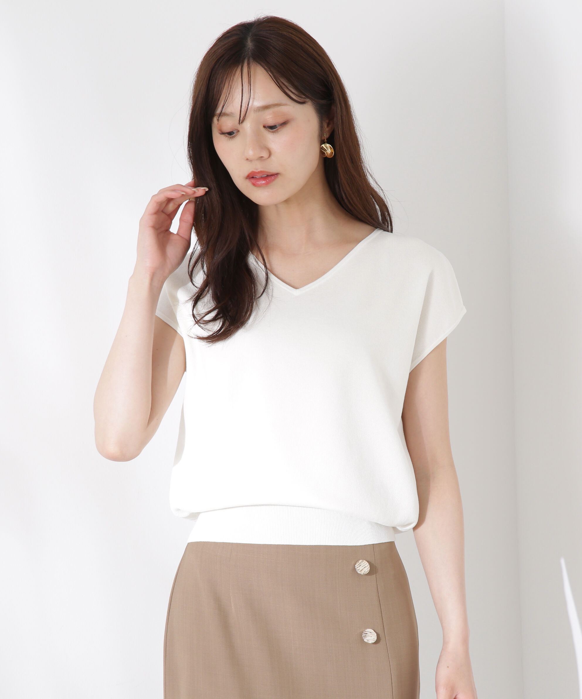 PROPORTION BODY DRESSING「Vネック総針ニット」|ニット・セーター|