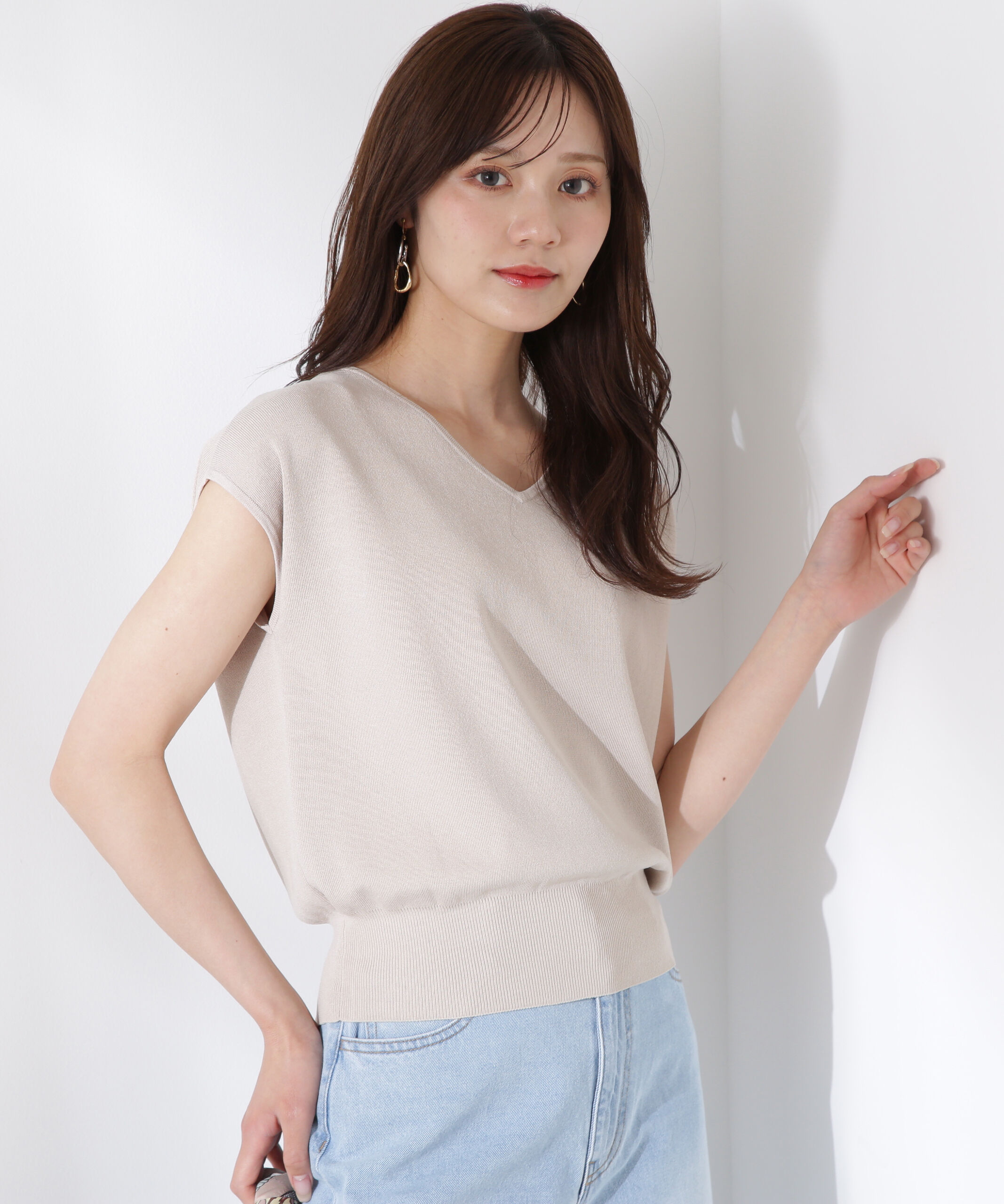 PROPORTION BODY DRESSING「Vネック総針ニット」|ニット・セーター|