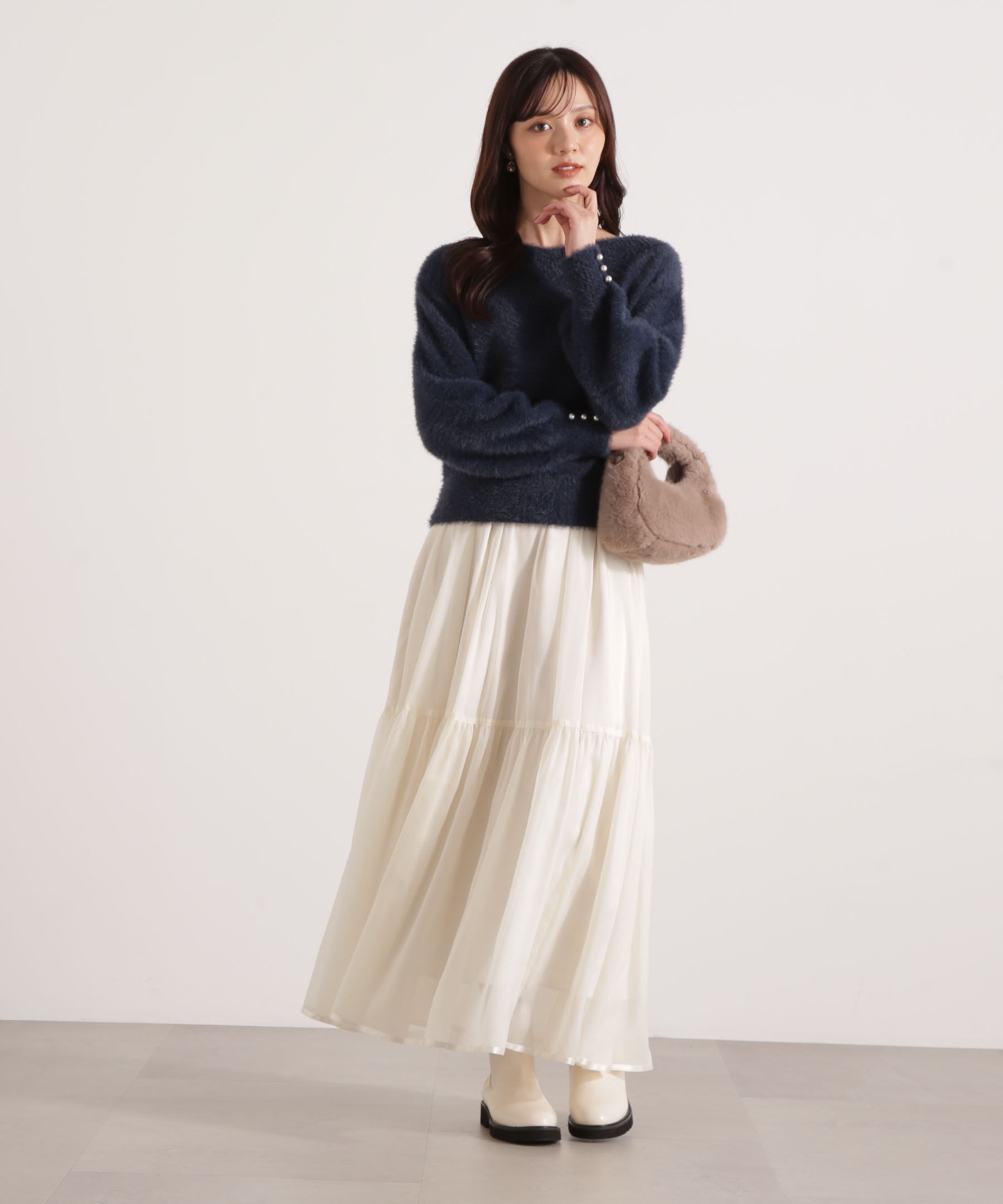 PROPORTION BODY DRESSING「ミニシャギーオフショルニット 25AW」|ニット・セーター|