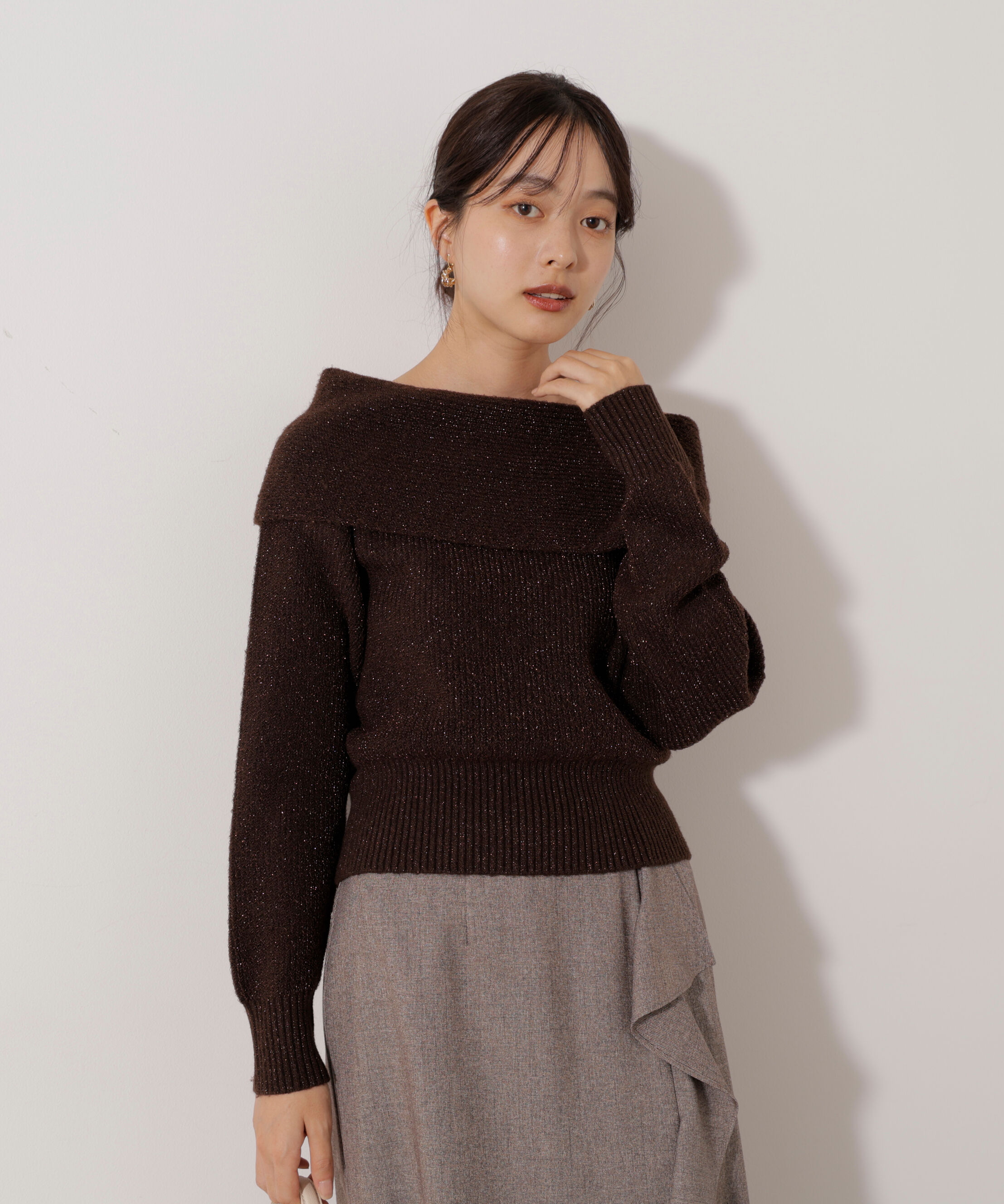 PROPORTION BODY DRESSING「ラメ入りオフショルニット」|ニット・セーター|