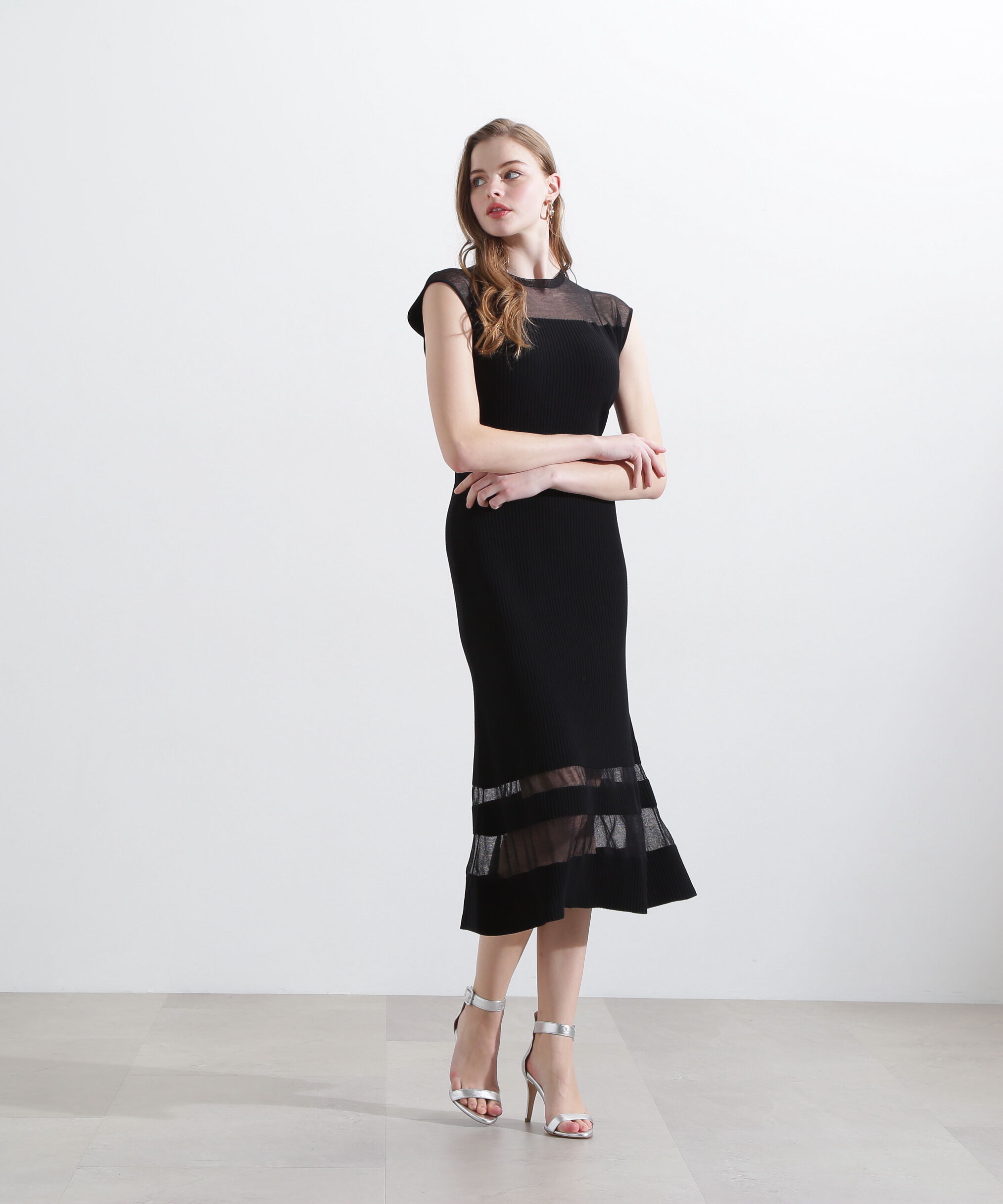  「◆シアーコンビマーメイドニットワンピース」|ワンピース|