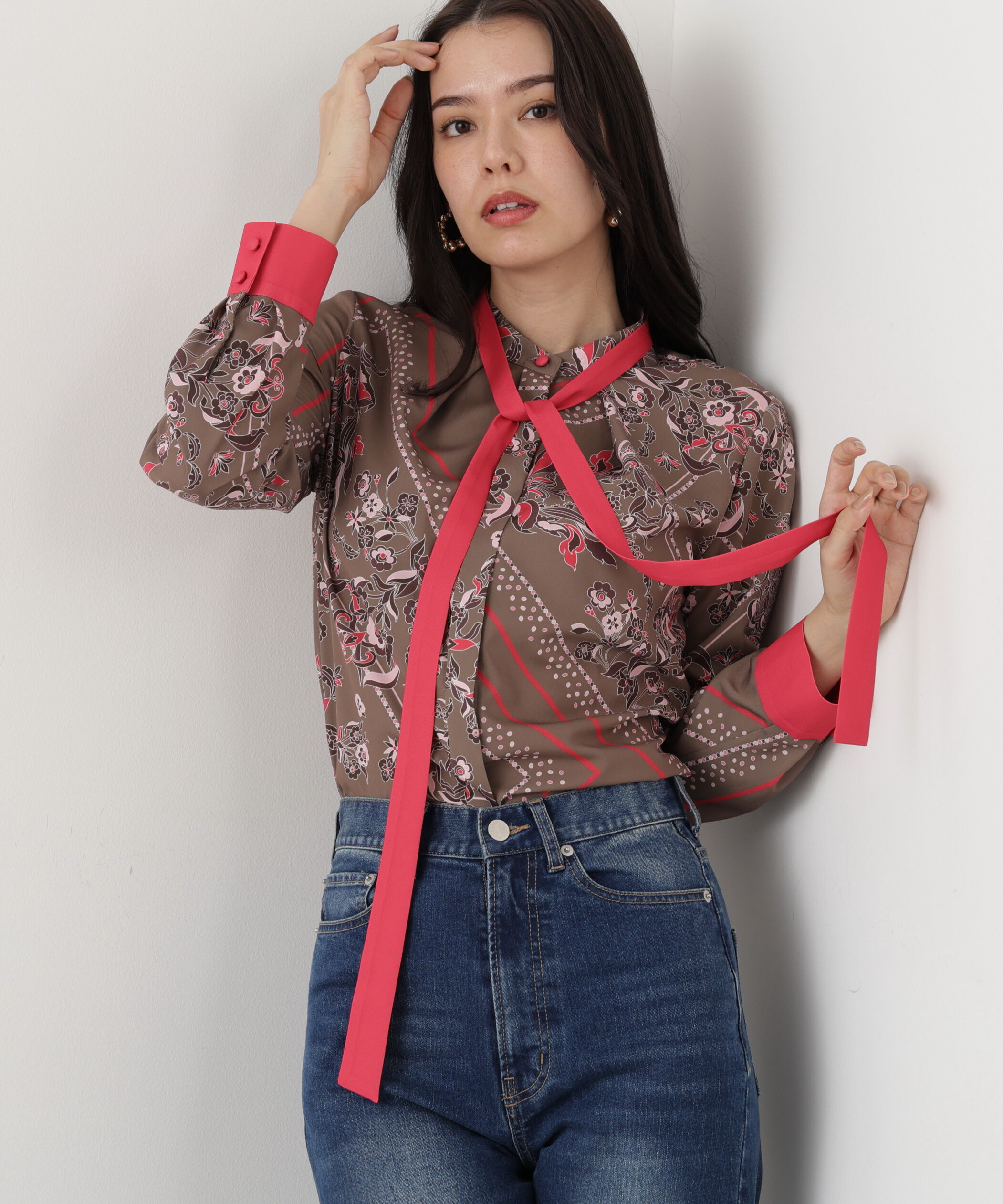  「◆フローラルスカーフプリントブラウス」|シャツ・ブラウス|バーントアン 7