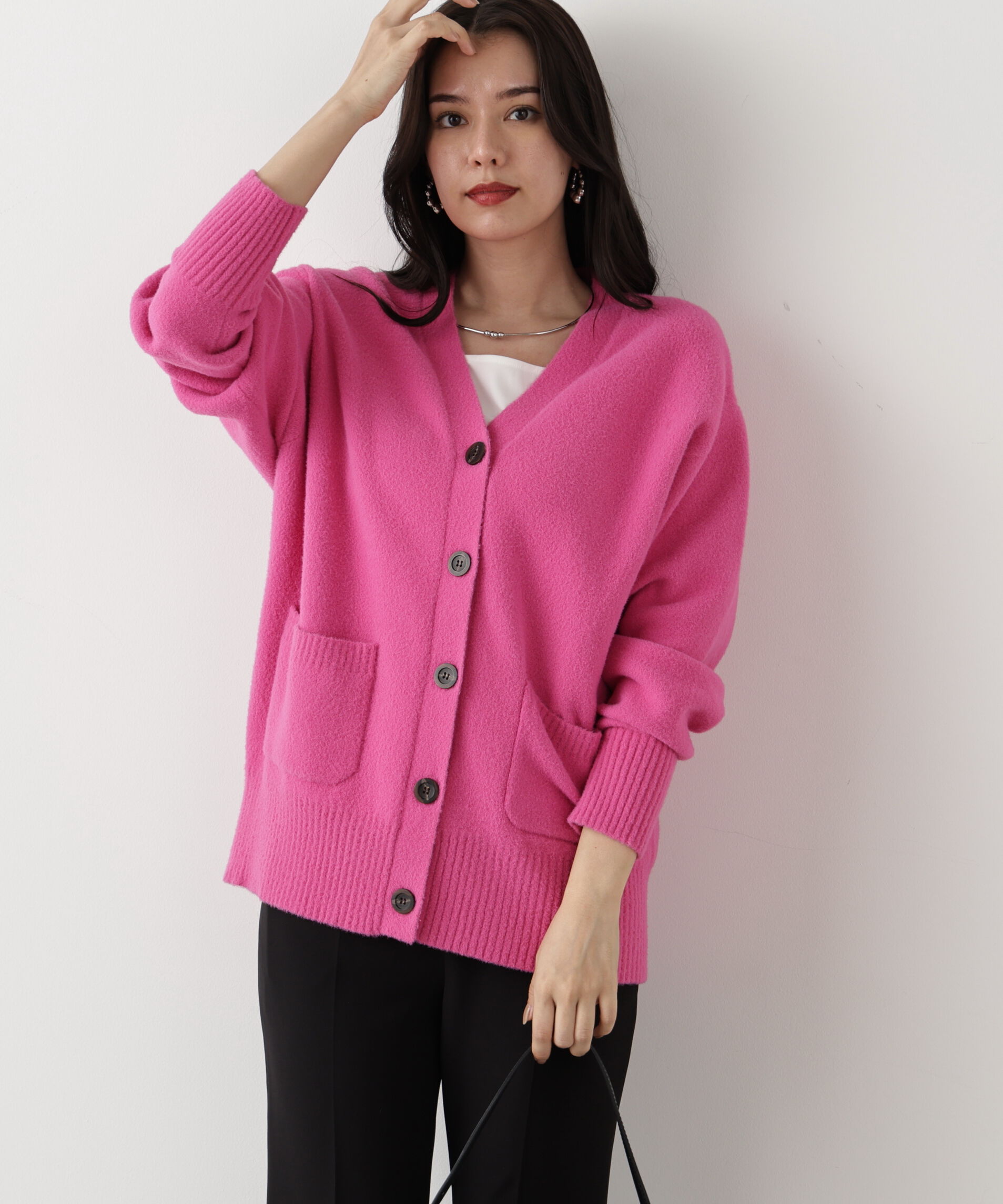  「◆［WEB限定色 ピンク］フェザーヤーンオーバーカーディガン」|その他|ピンク