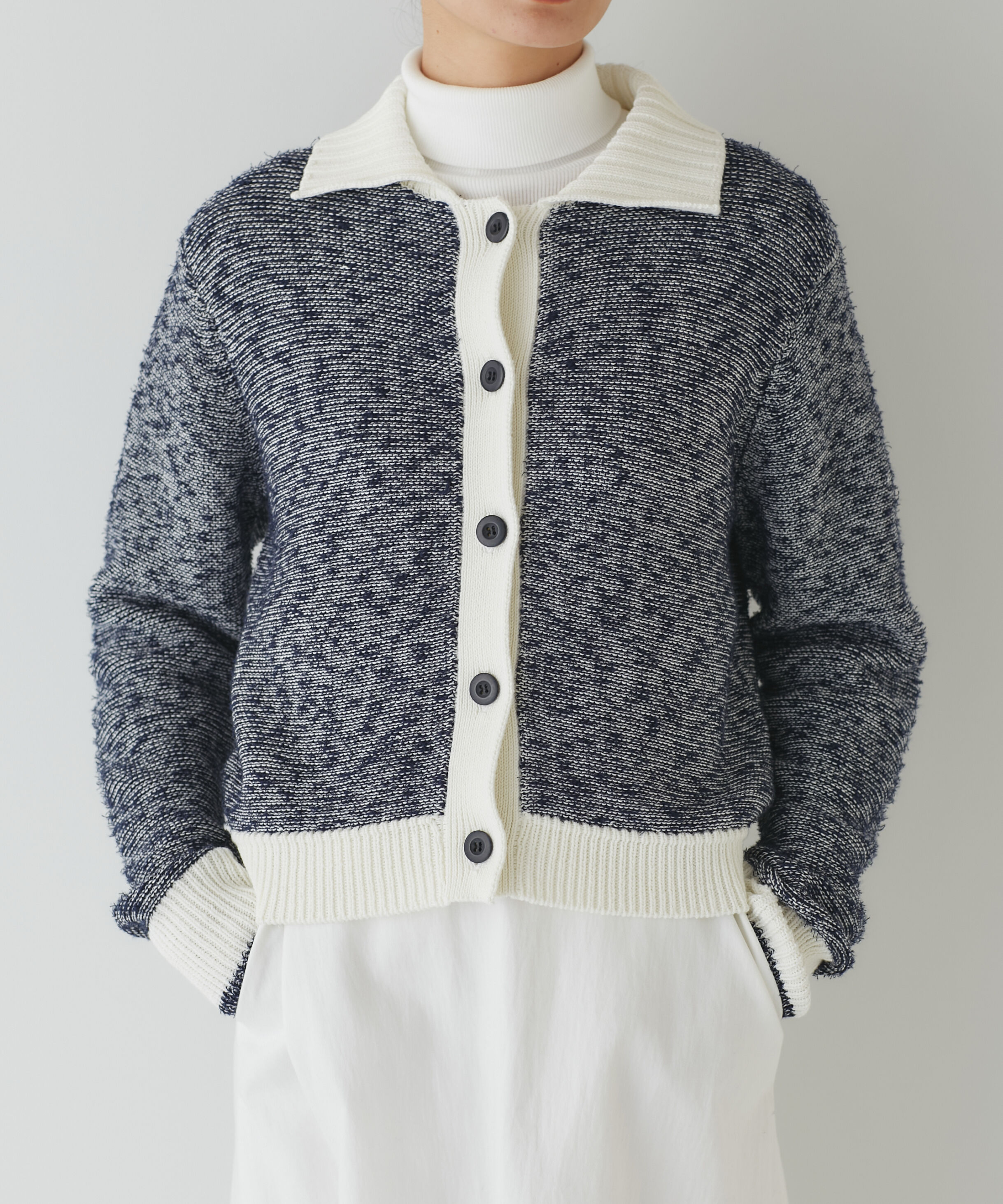  「◆スラブツイードニット」|ニット・セーター|ネイビー