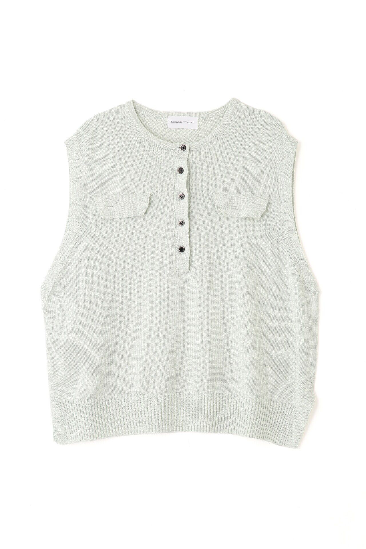  「◆【ウォッシャブル】ペーパーヤーンヘンリネックベスト」|ニット・セーター|