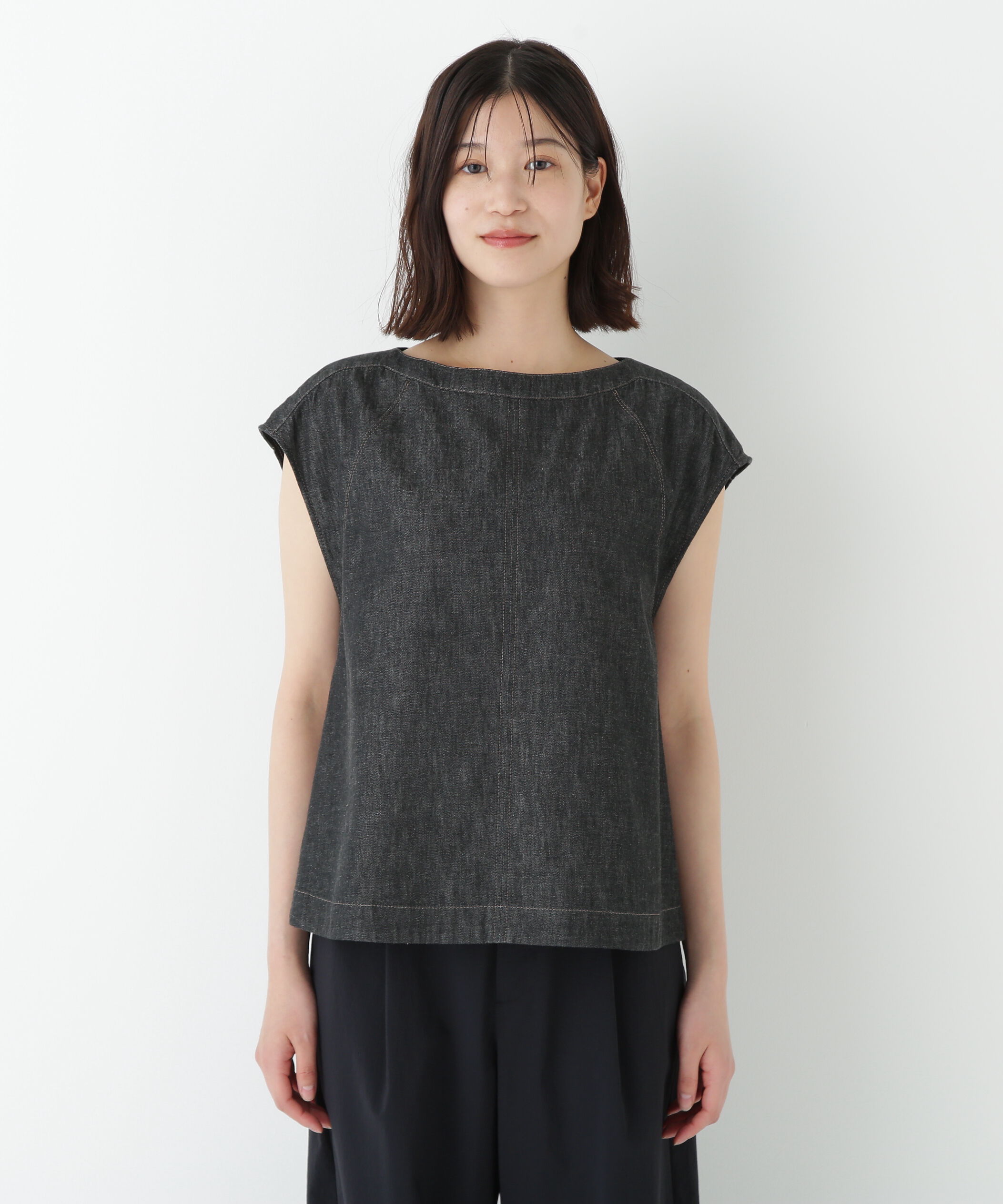  「◆ライトオンスデニムボートネックブラウス」|シャツ・ブラウス|