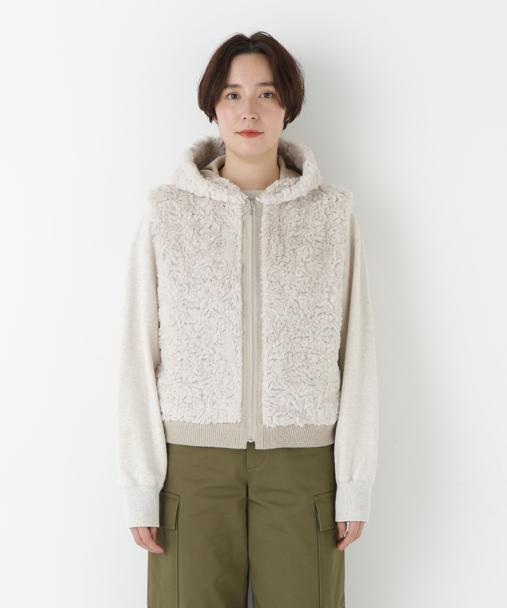  「◆フェイクファージップアップフードベスト」|その他|