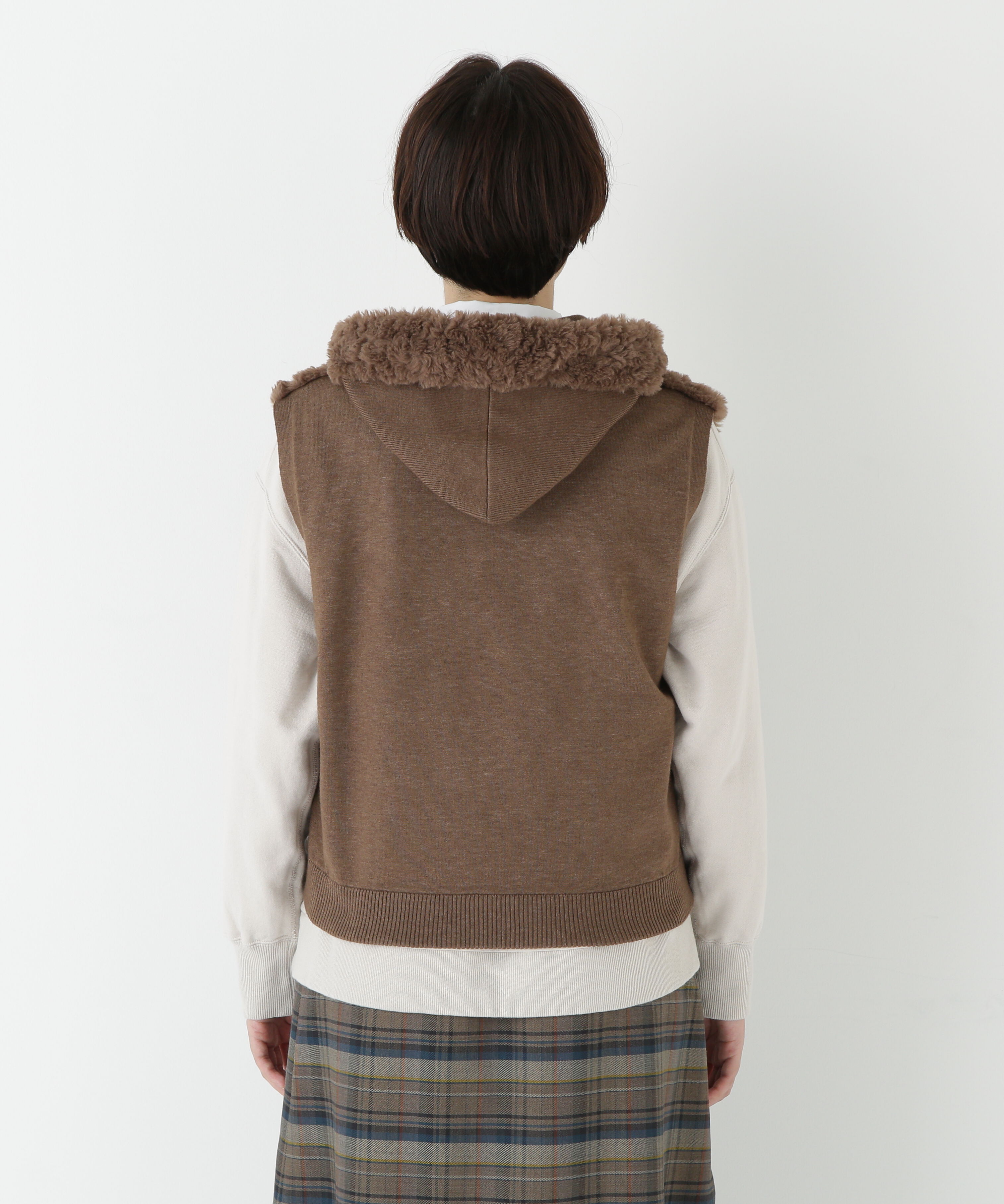  「◆フェイクファージップアップフードベスト」|その他|