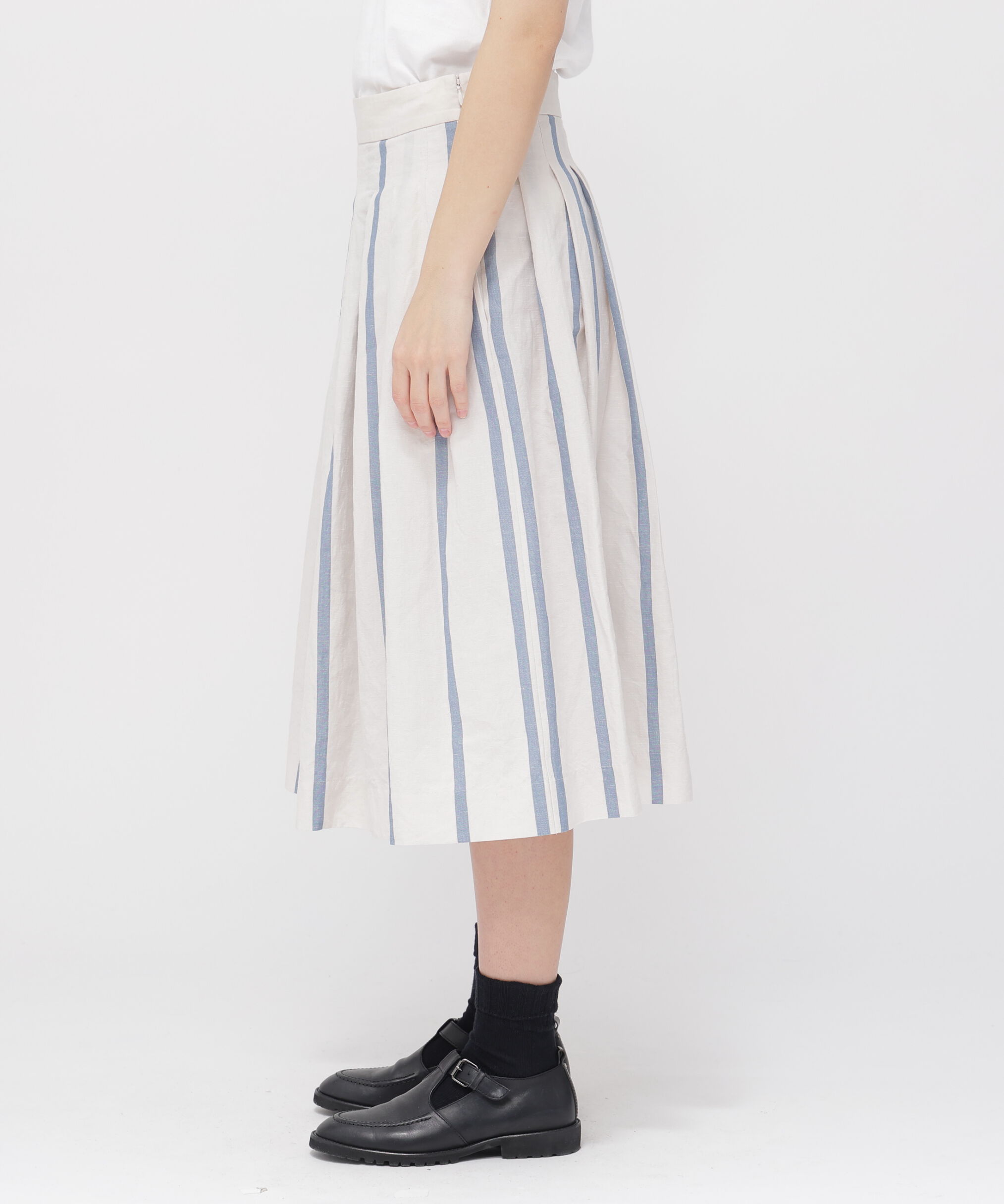  「BOLD STRIPE COTTON LINEN SKIRT」|スカート|