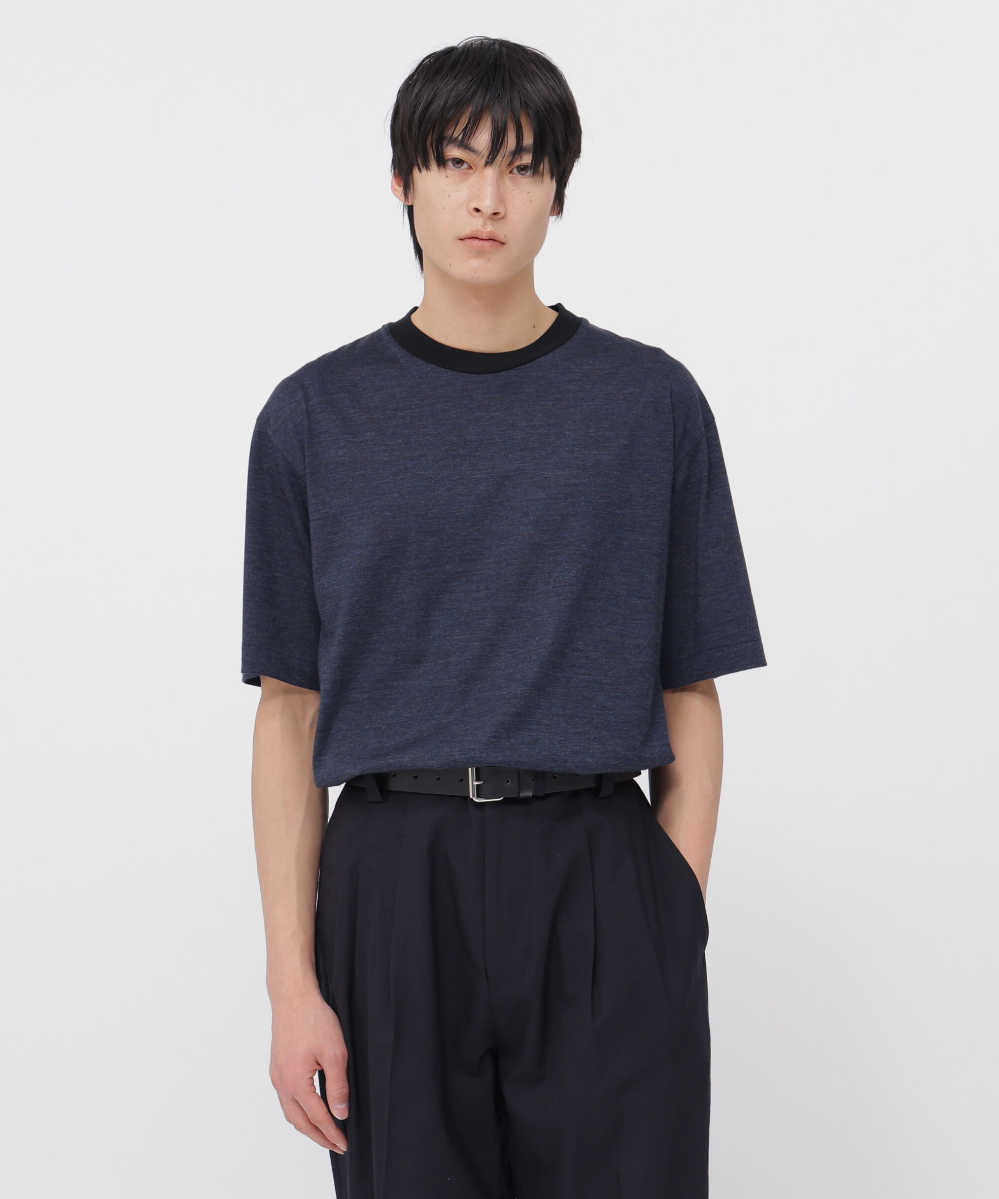 MARGARET HOWELL「SUPERFINE MERINO JERSEY TOP」|Tシャツ・カットソー|NAVY