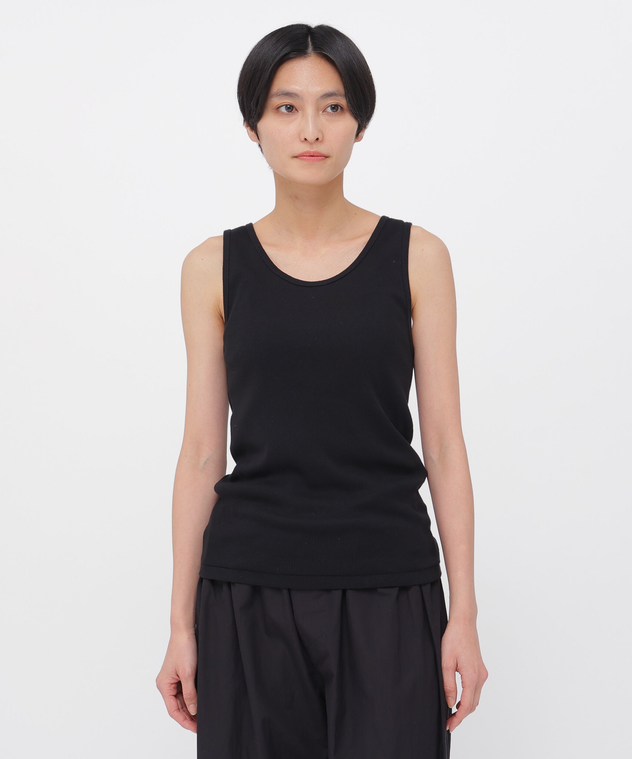 MARGARET HOWELL HOUSEHOLDGOODS「FINE COTTON RIB JERSEY TOP」|Tシャツ・カットソー|BLACK