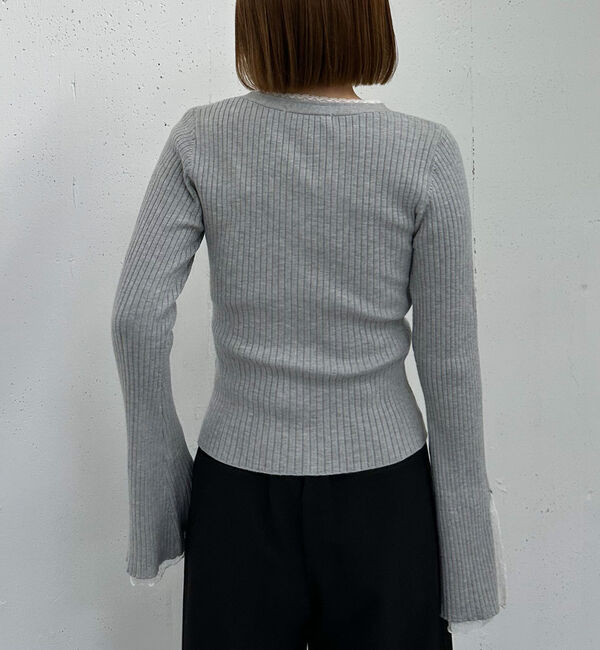 archives「レーストリムリブニットカーディガン」|カーディガン|