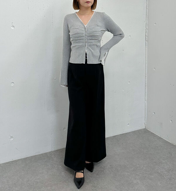 archives「レーストリムリブニットカーディガン」|カーディガン|