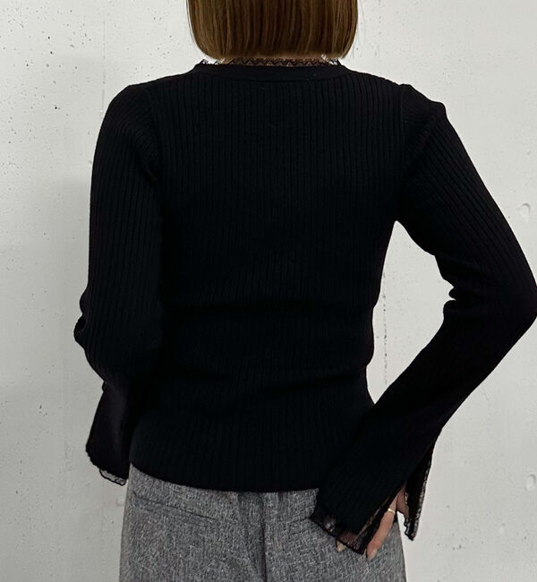 archives「レーストリムリブニットカーディガン」|カーディガン|