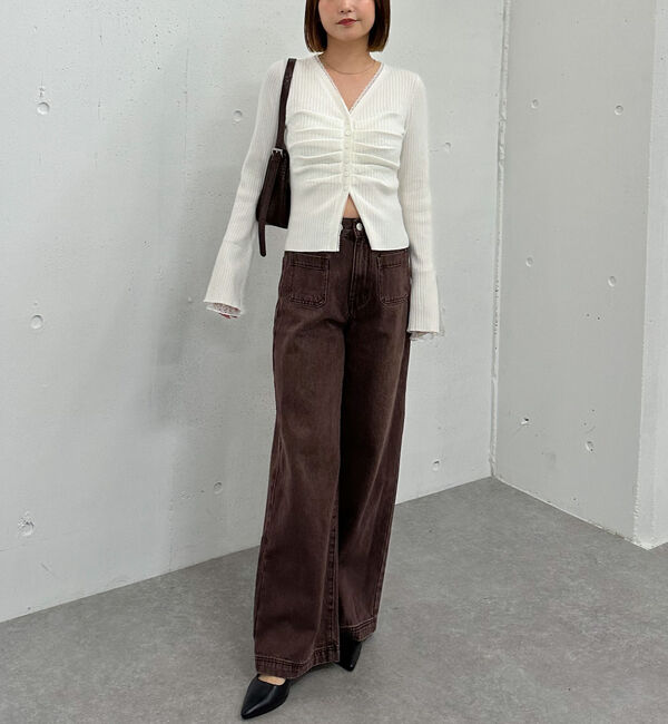 archives「レーストリムリブニットカーディガン」|カーディガン|