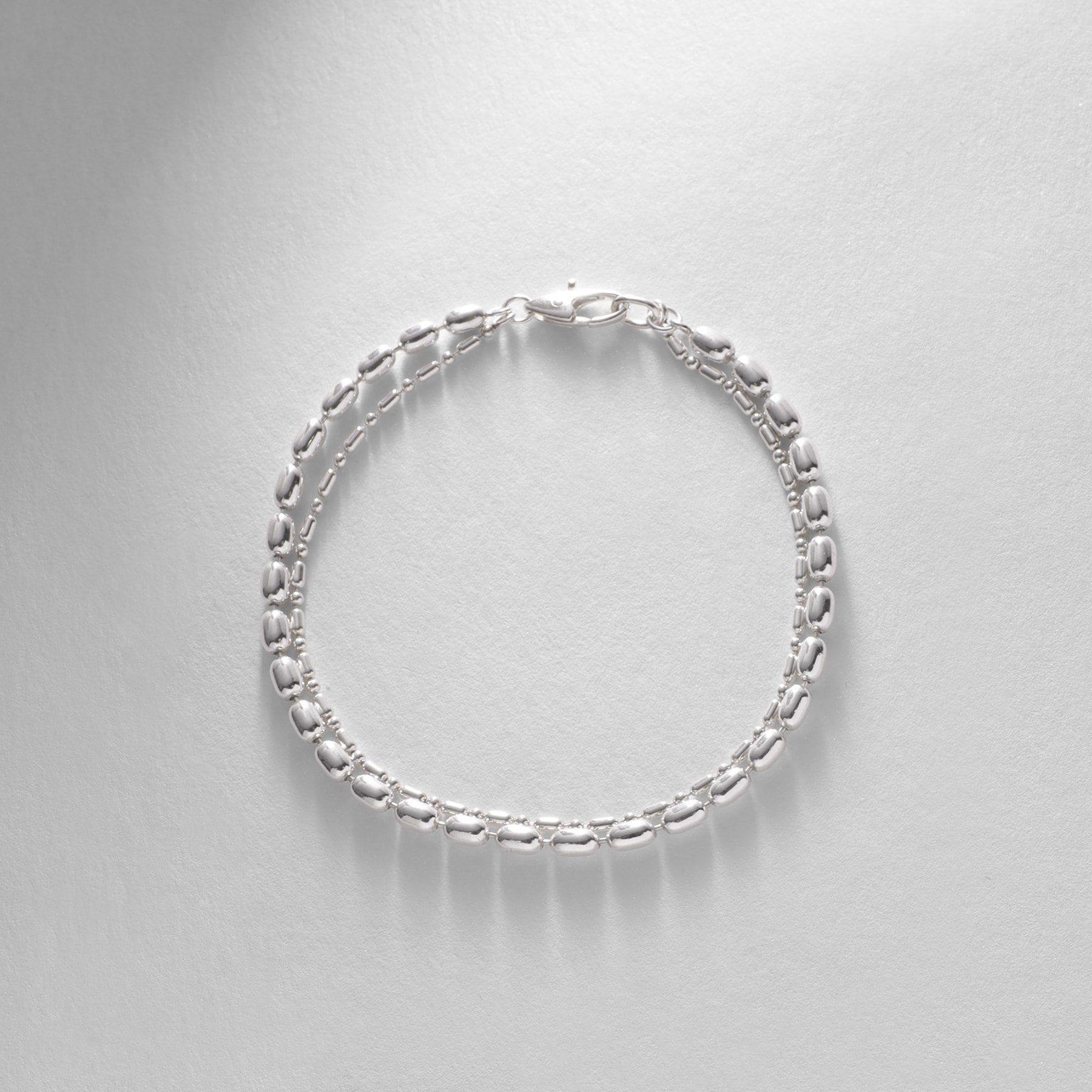 COCOSHNIK ONKITSCH「シルバー コンビネーションチェーン オーバルボール シリンダー ブレスレット」|ブレスレット・バングル|