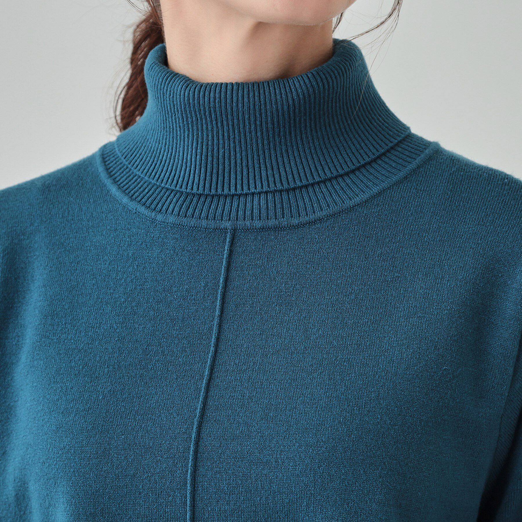 SHOO･LA･RUE「【洗える/S-LL/体型カバー】もちもちっとしたタッチが心地よい タートルチュニックニット」|チュニック|