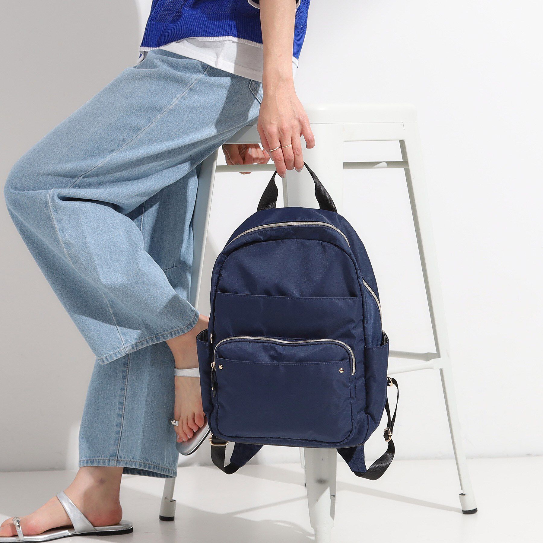SHOO･LA･RUE「【撥水】整理整頓できちゃうリュック【低反発ショルダー】」|リュック|ネイビー(094)