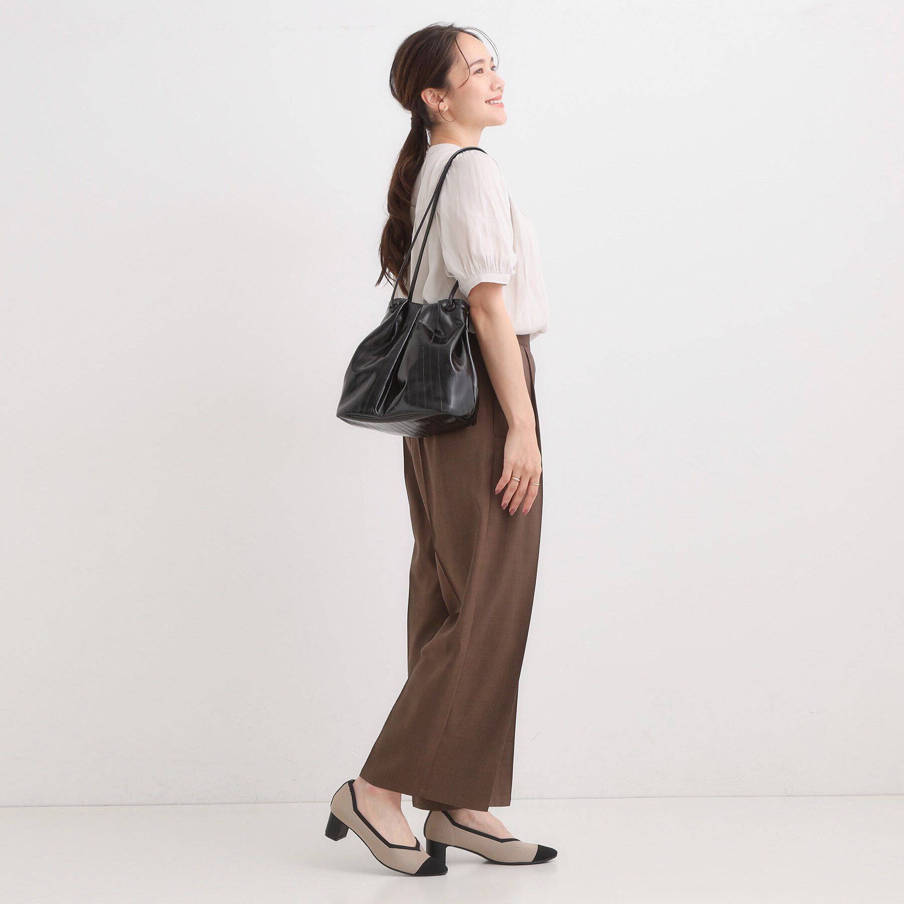 SHOO･LA･RUE「イールレザー風サイドスナップトートバッグ」|トートバッグ|