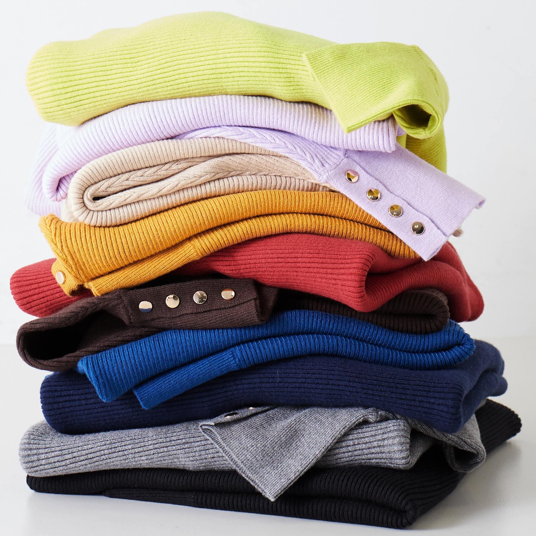 SHOO･LA･RUE「【洗濯機可/体型カバー】お袖ボタン リブドルマンニット」|ニット・セーター|