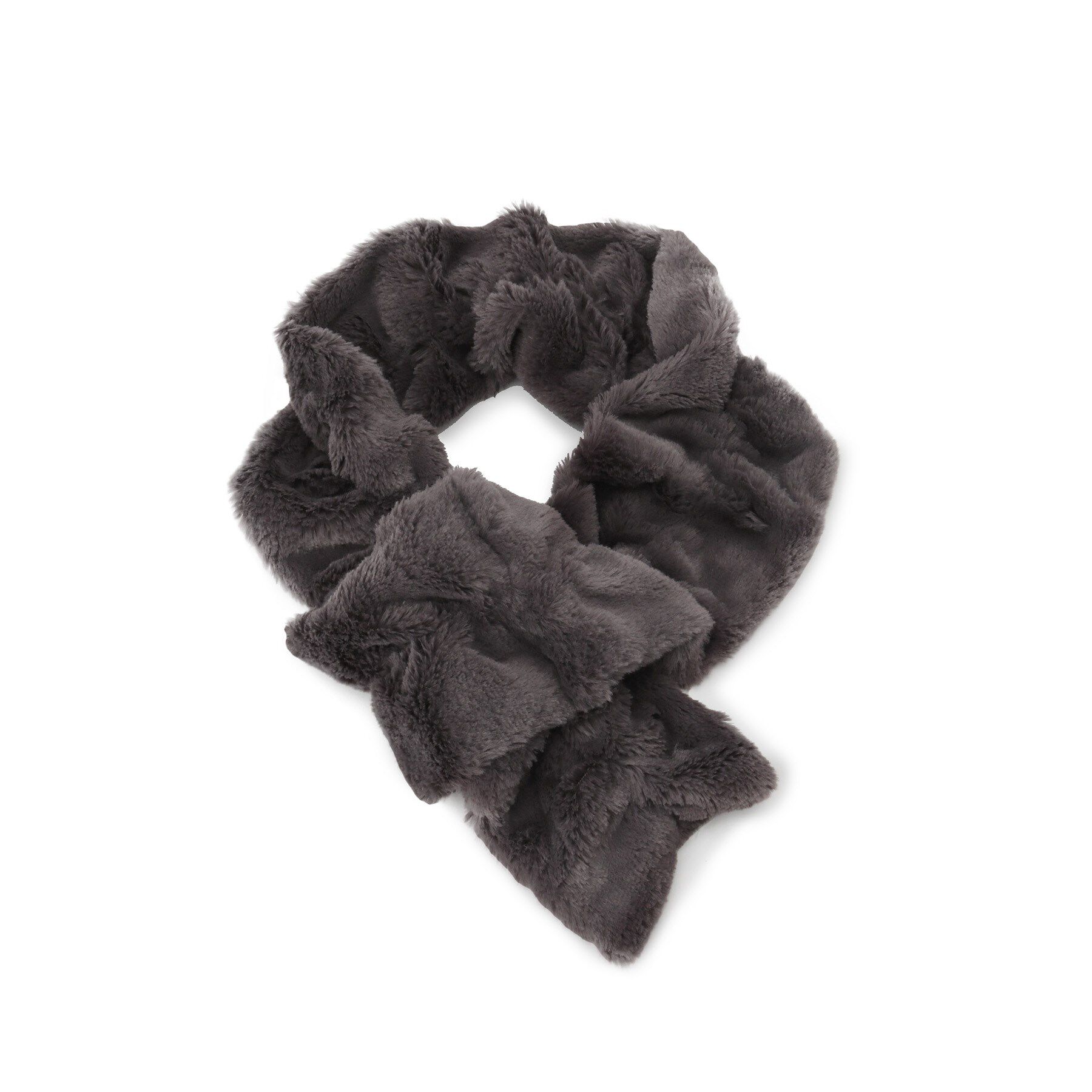 SHOO･LA･RUE「ウェーブフェイクファーマフラー」|ストール|チャコールグレー(0