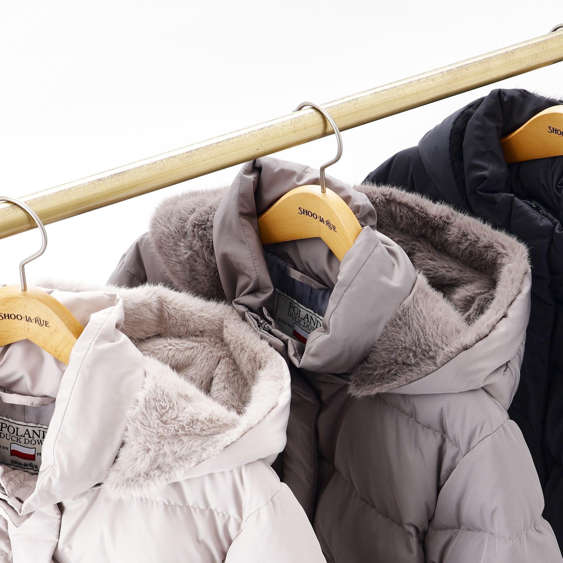 SHOO･LA･RUE「【洗濯機可/撥水】フェイクファーフード ロングダウン」|ダウン|