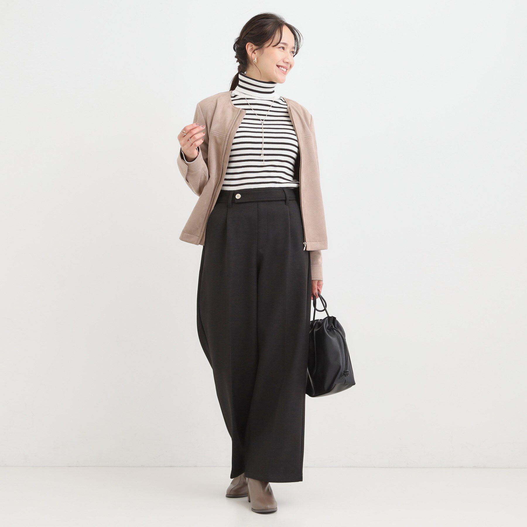 SHOO･LA･RUE「【着丈選べる】ウールフィールあったか裏起毛ワイドパンツ」|その他|