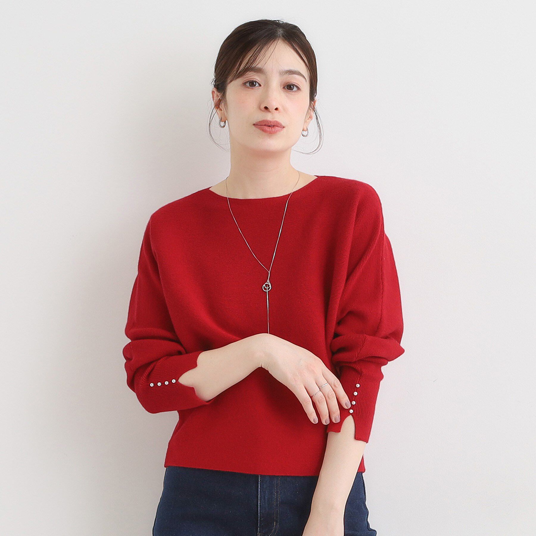 SHOO･LA･RUE「【洗濯機可】女性らしさ溢れる もちもちタッチが心地よい ドルマンニット」|ニット・セーター|