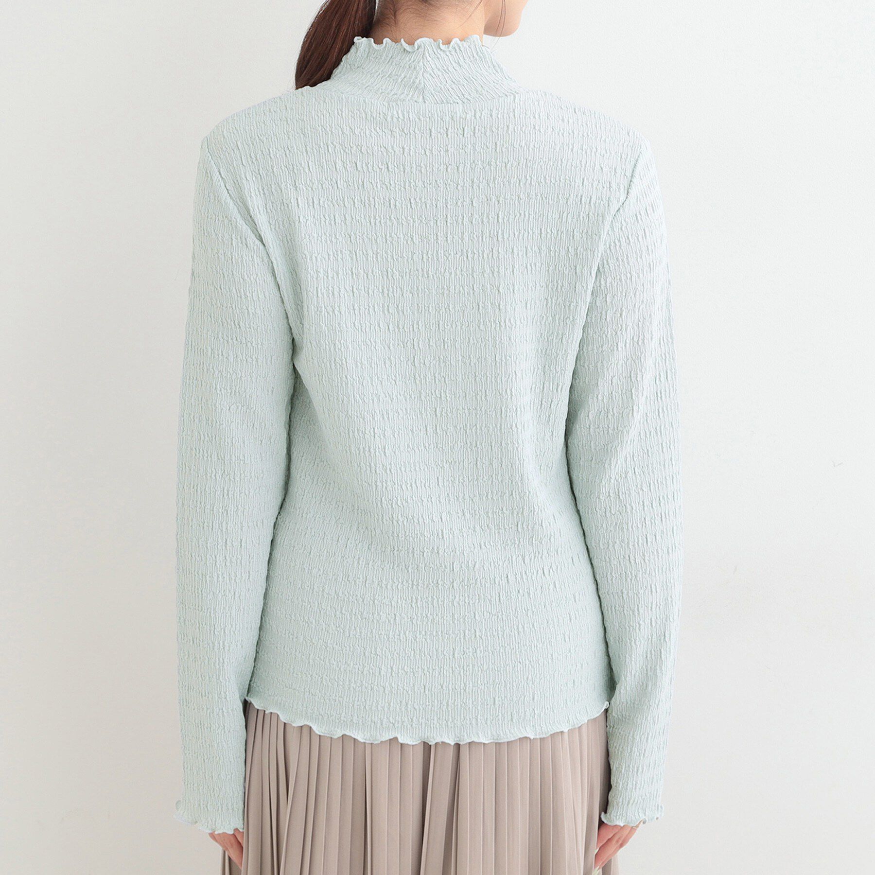 SHOO･LA･RUE「【洗濯機可/S-LL】レイヤードスタイルにも ぽこぽこジャカード ハイネックトップス」|Tシャツ・カットソー|