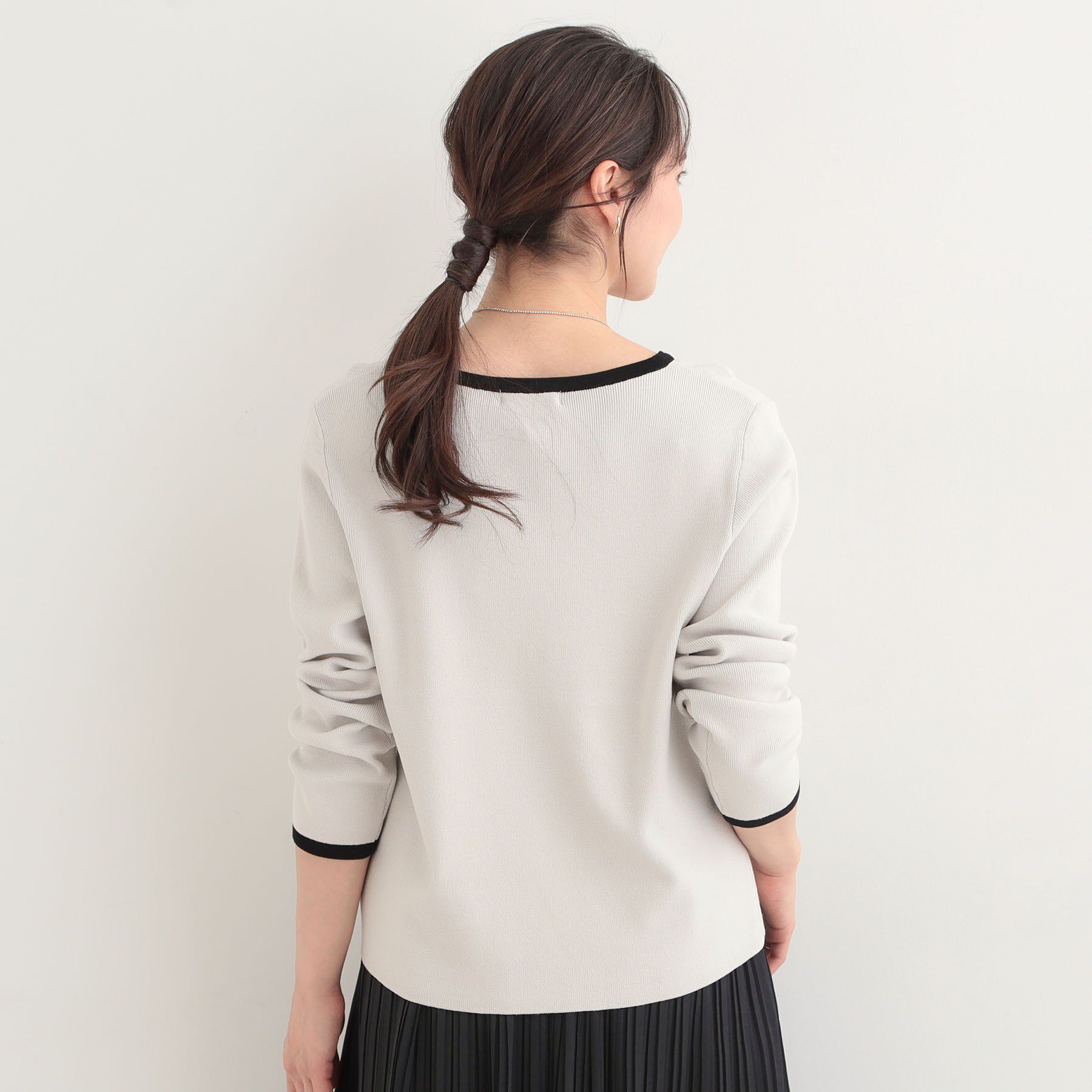 SHOO･LA･RUE「【洗濯機可/S-LL/アンサンブル可】配色クルーネックニット」|ニット・セーター|