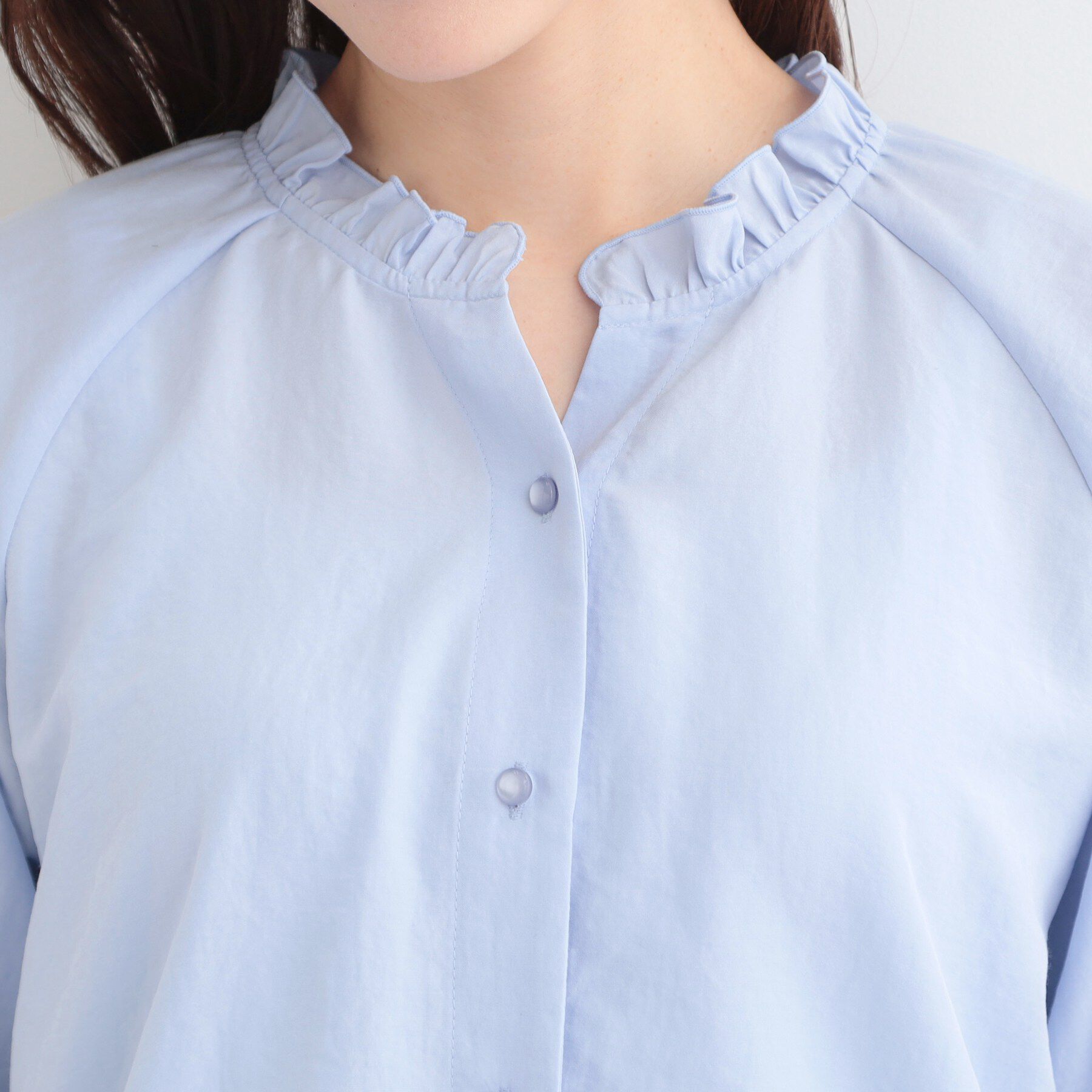 SHOO･LA･RUE「【洗濯後シワになりにくい/UV】洗えるフリル襟ブラウス」|シャツ・ブラウス|