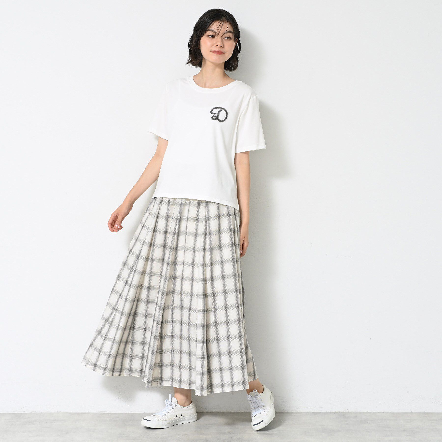 Dessin「【ウエストゴム・洗える】オンブレーチェック柄スカート」|スカート|