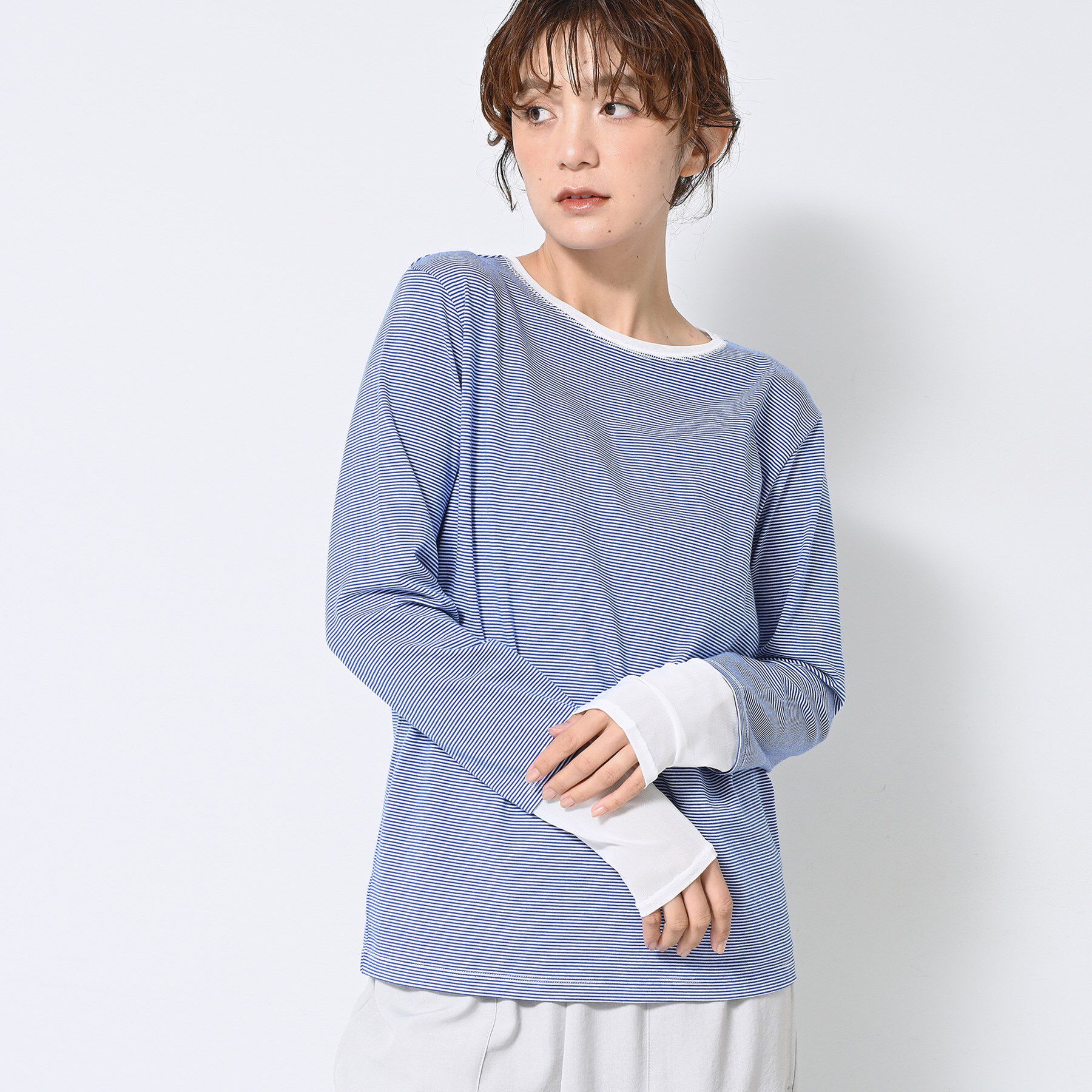 Dessin「【洗える】ドッキングチュールロンT」|Tシャツ・カットソー|ブルー(391)