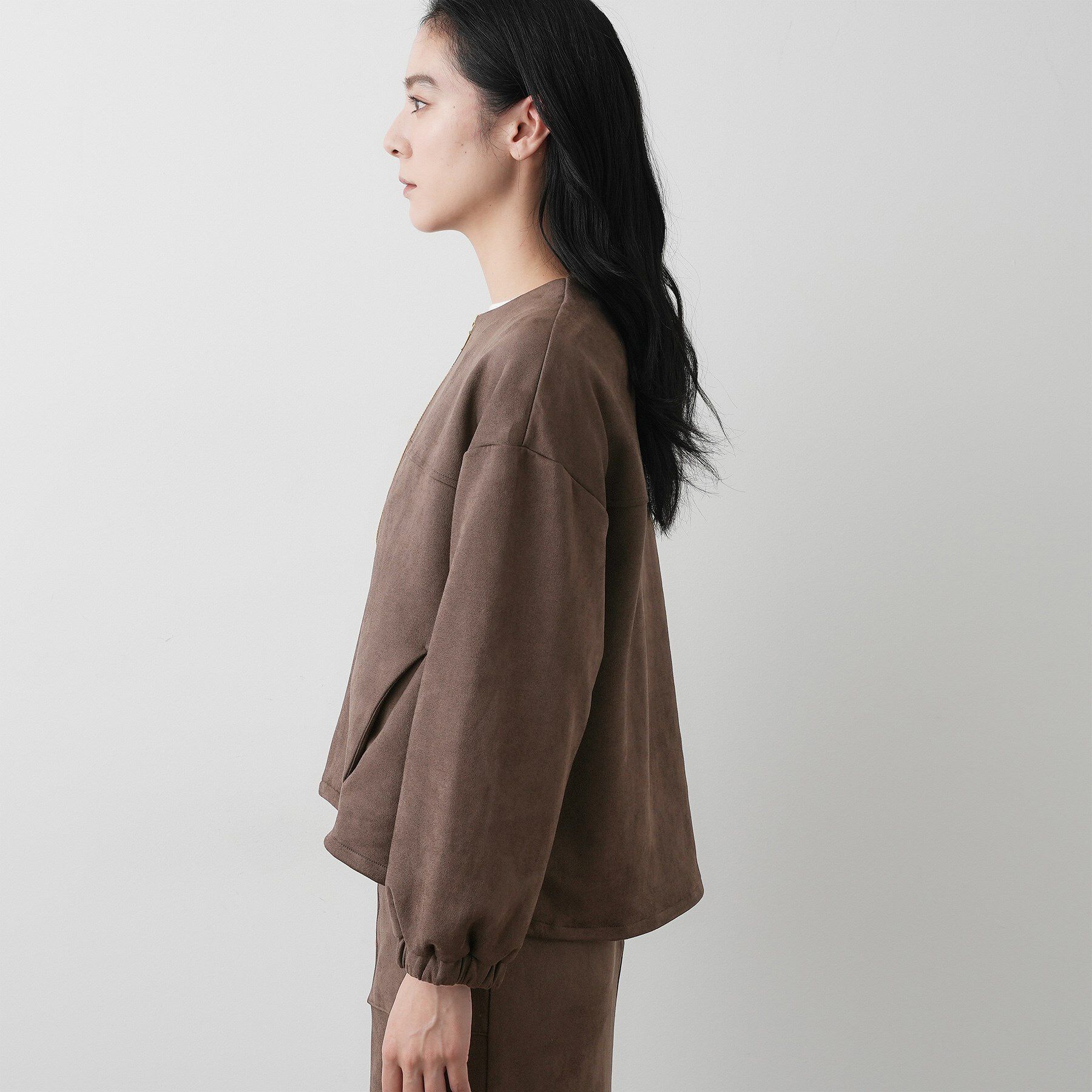 Dessin「【セットアップ可・洗える】マシュマロスウェードジップブルゾン」|ブルゾン・スタジャン|