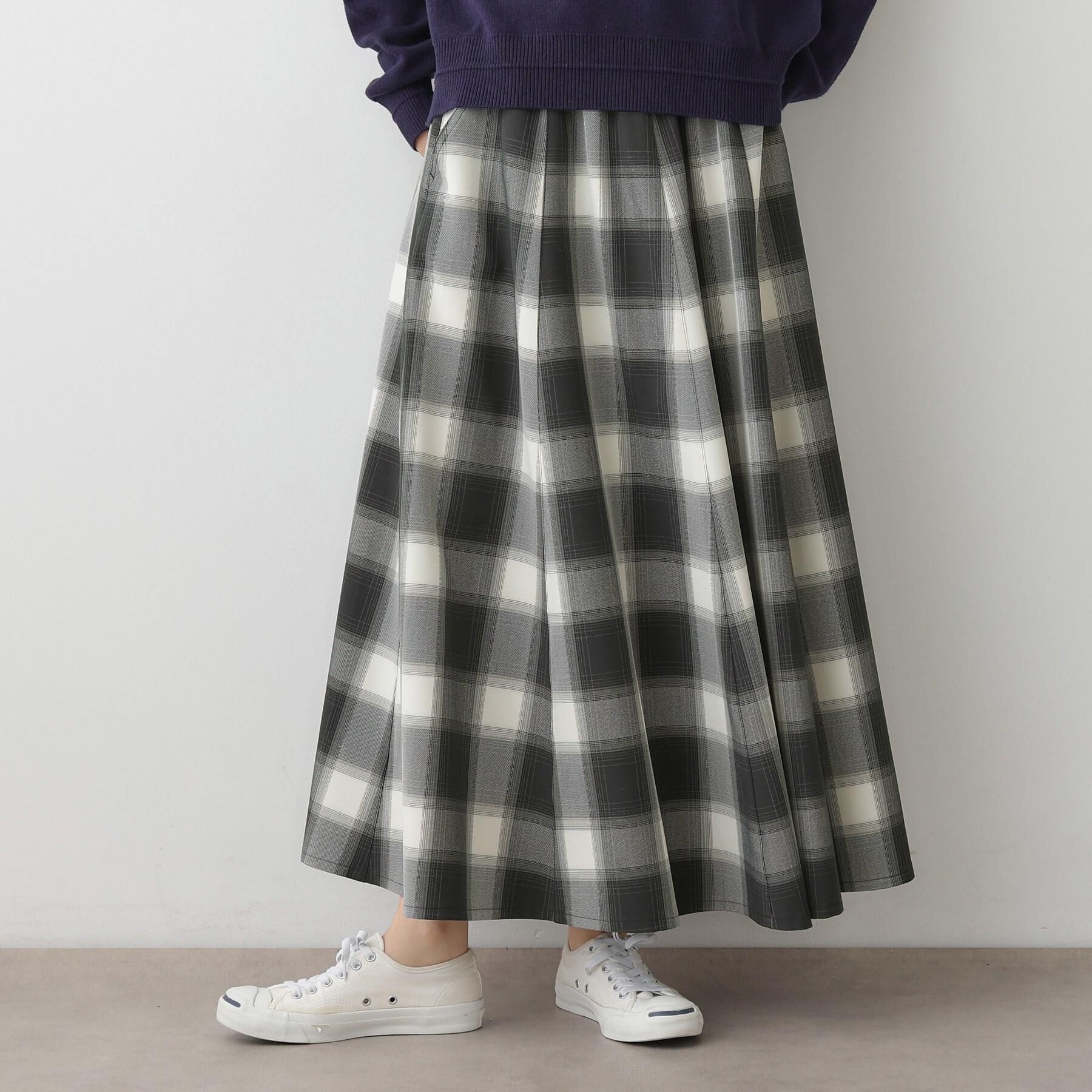 Dessin「【洗える・ウエストゴム】チェック柄フレアスカート」|スカート|