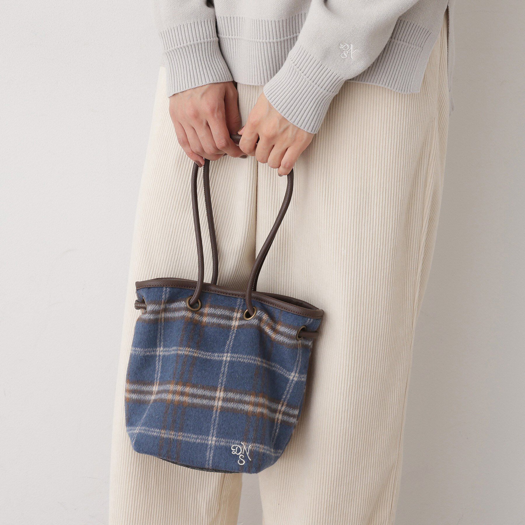 Dessin「2WAYチェック巾着バッグ」|ハンドバッグ|
