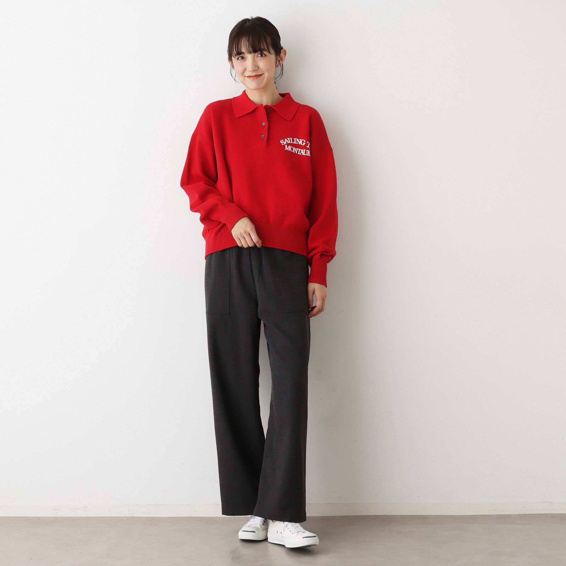 Dessin「【洗える】フロッキーロゴ入り襟付きニット」|ニット・セーター|