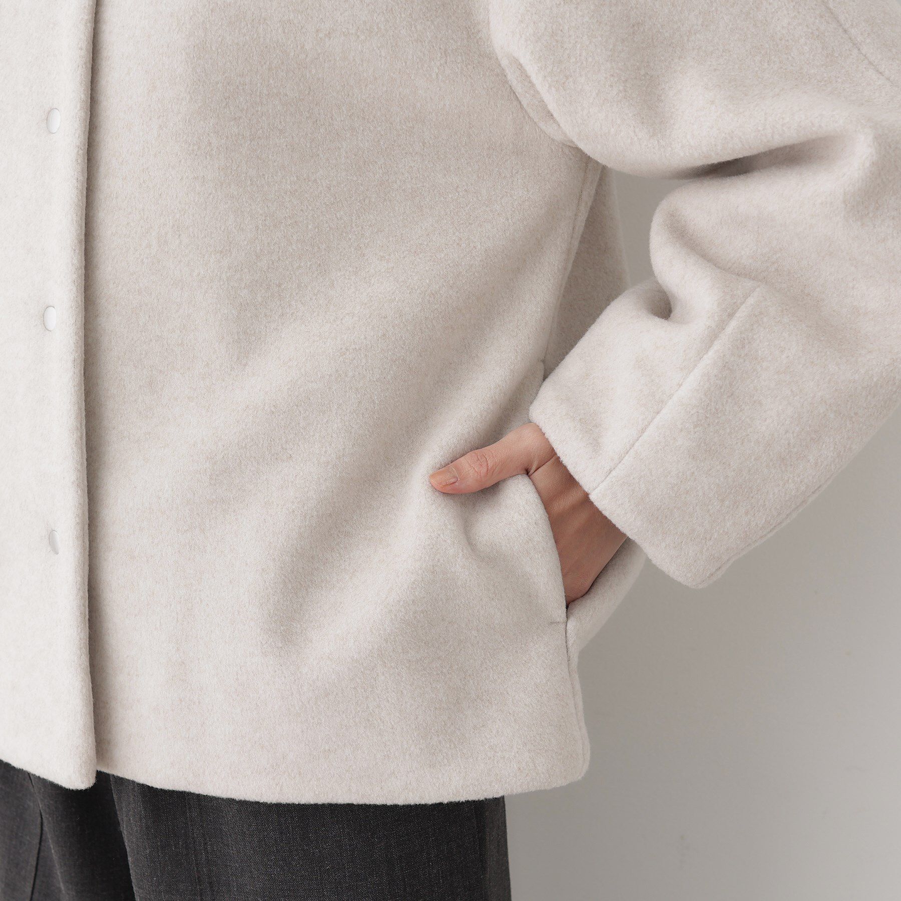 Dessin「メランジ起毛ジャケット」|ノーカラーコート|