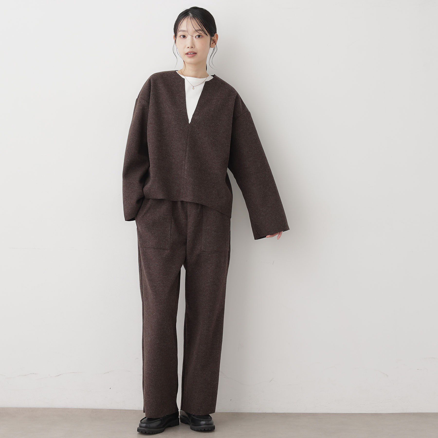 Dessin「【セットアップ可/洗える】Vネックメルトンジャージ」|シャツ・ブラウス|