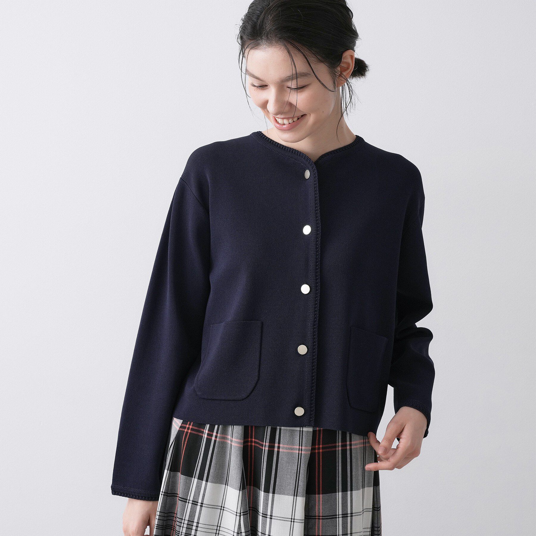 Dessin「【UVカット/洗える】ジャケットライクニットカーディガン」|カーディガン|