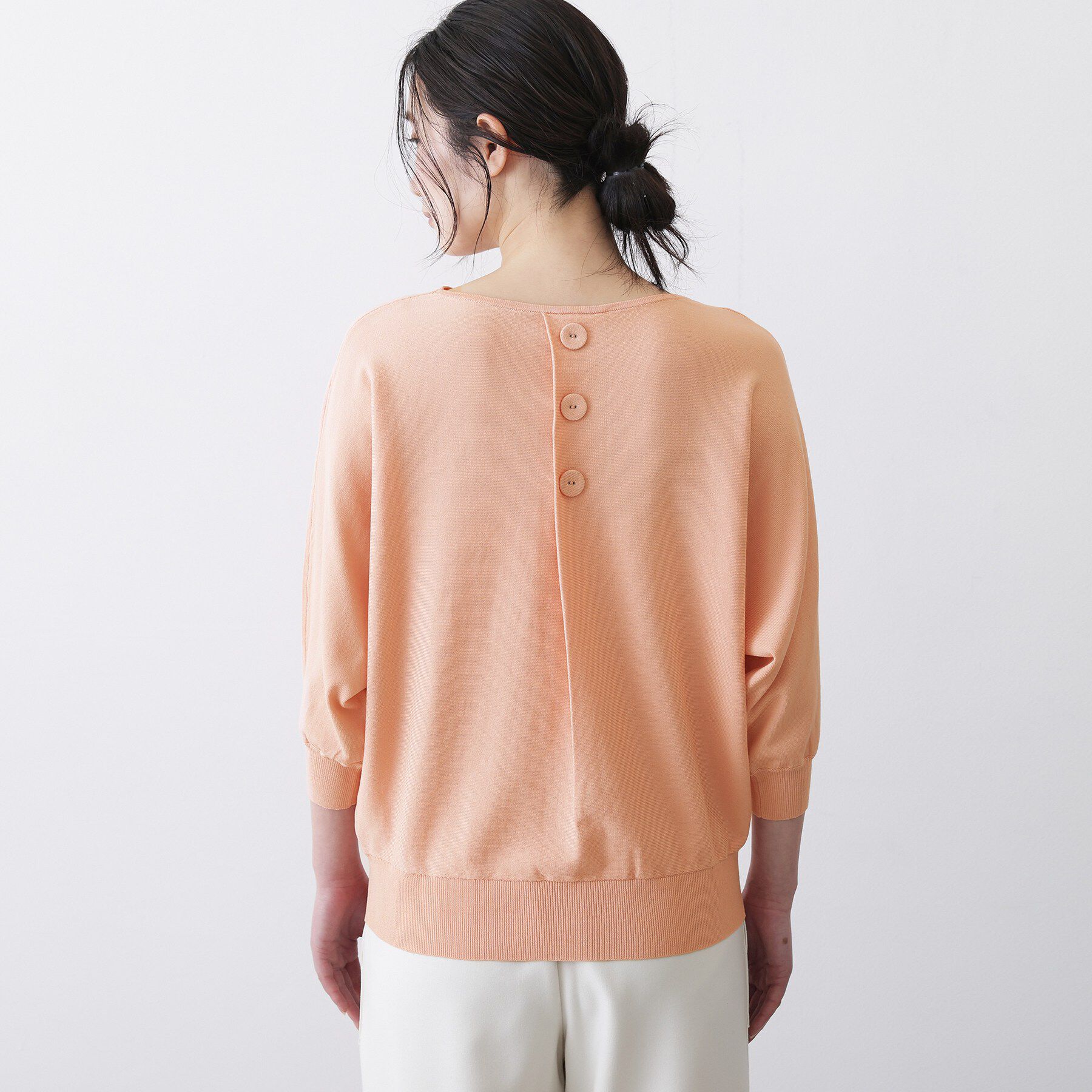 Dessin「【洗える】後ろボタンニットプルオーバー七分袖」|ニット・セーター|