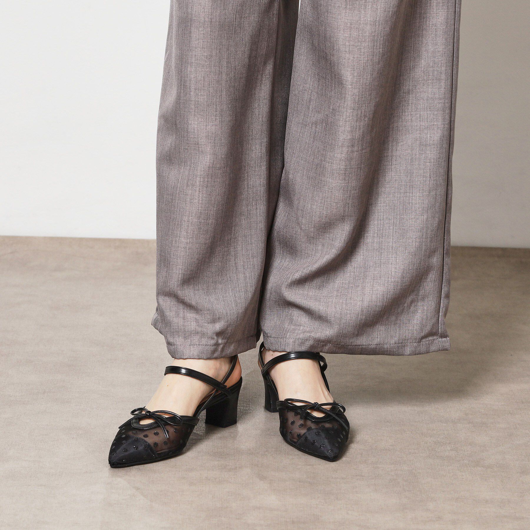 ESPERANZA「【Spring Collection】チュールリボンバックストラップパンプス」|パンプス|