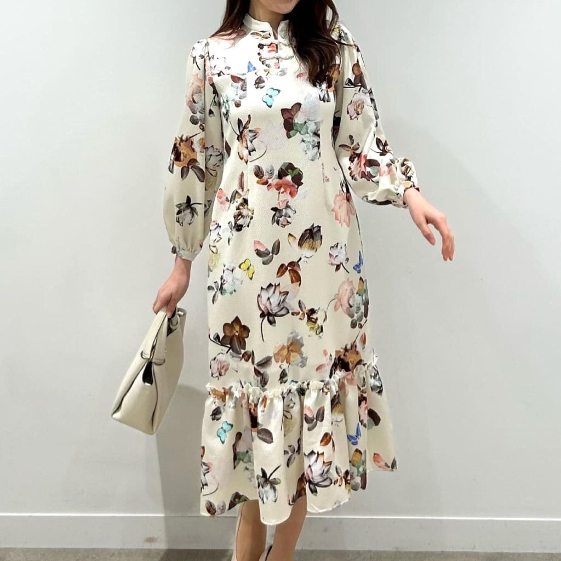 SunaUna「【COLLECTION LINE】チャイナ花柄ワンピース」|ワンピース|