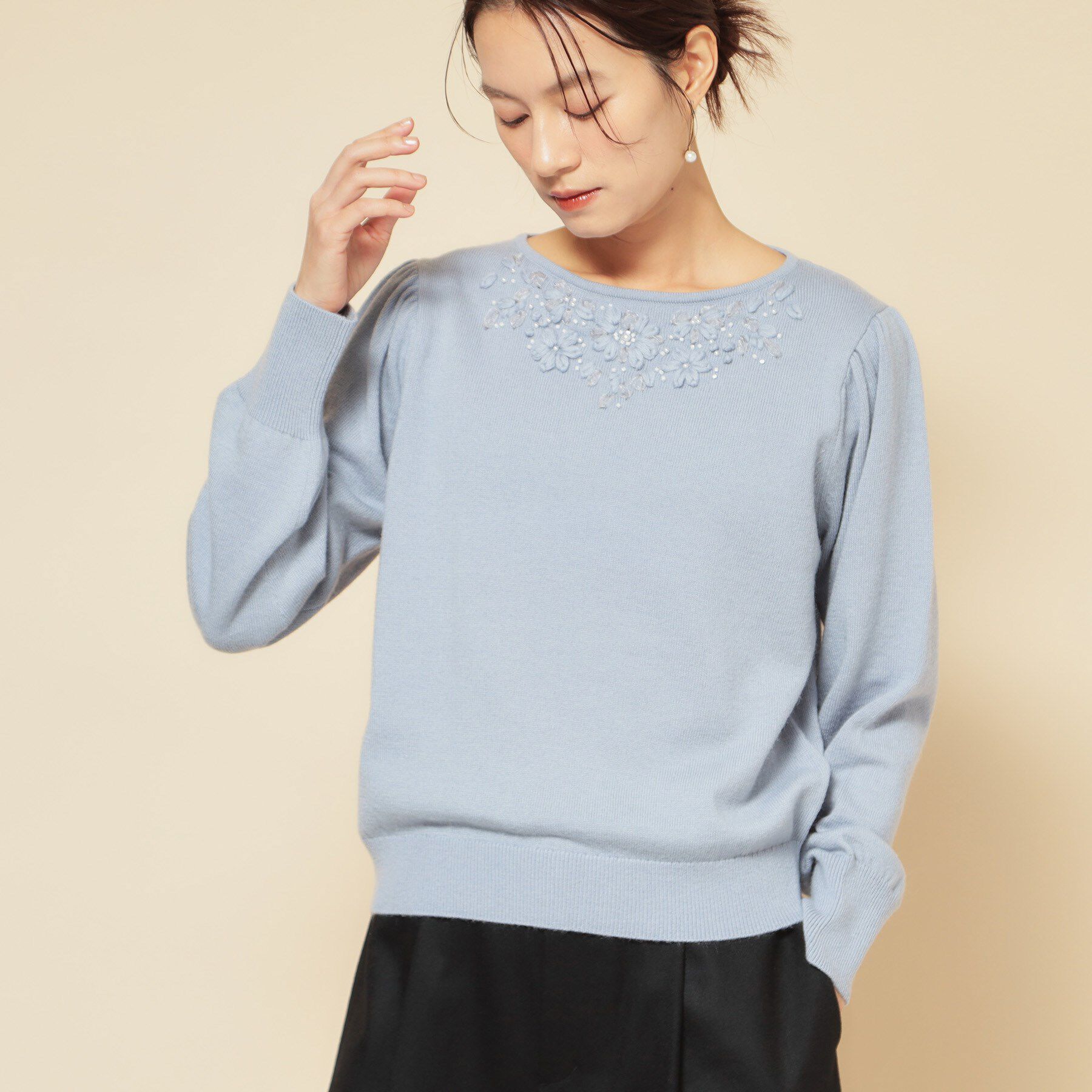 SunaUna「【上品/華やか】クラフトニット」|ニット・セーター|ブルー(091)